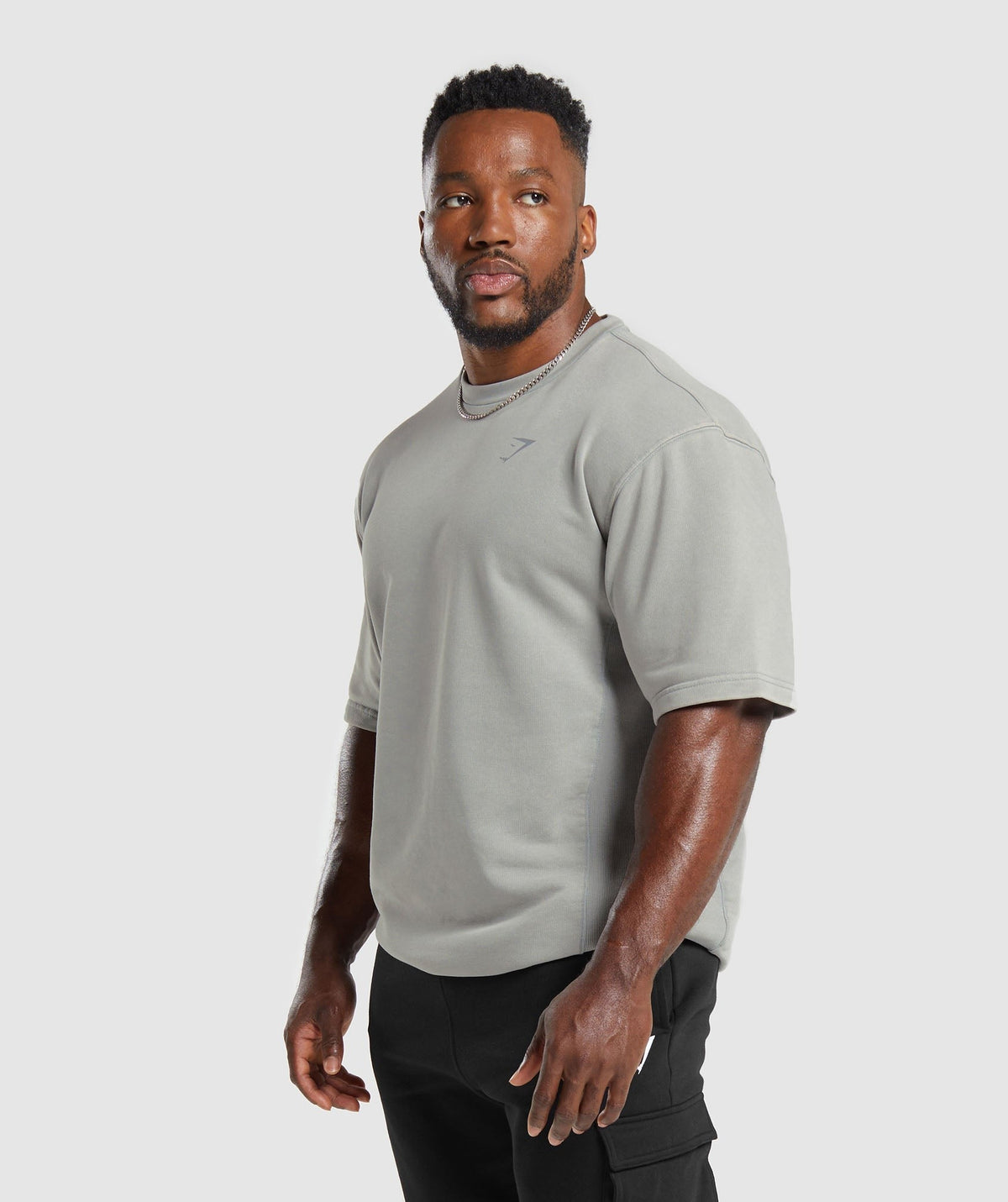 Gymshark Power Washed Short Sleeve Crew - Smokey Grey/Acid Wash Small Ball