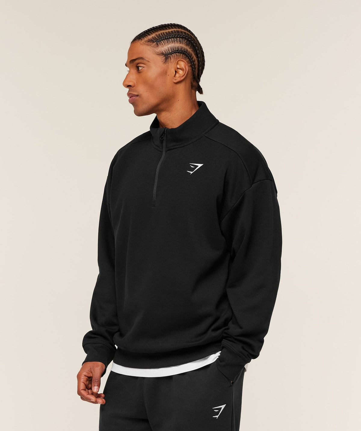 Gymshark Crest Oversized 1/4 Zip - Black