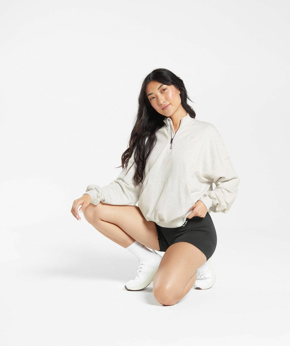 Gymshark Rest Day Sweats 1/2 Zip Pullover - White