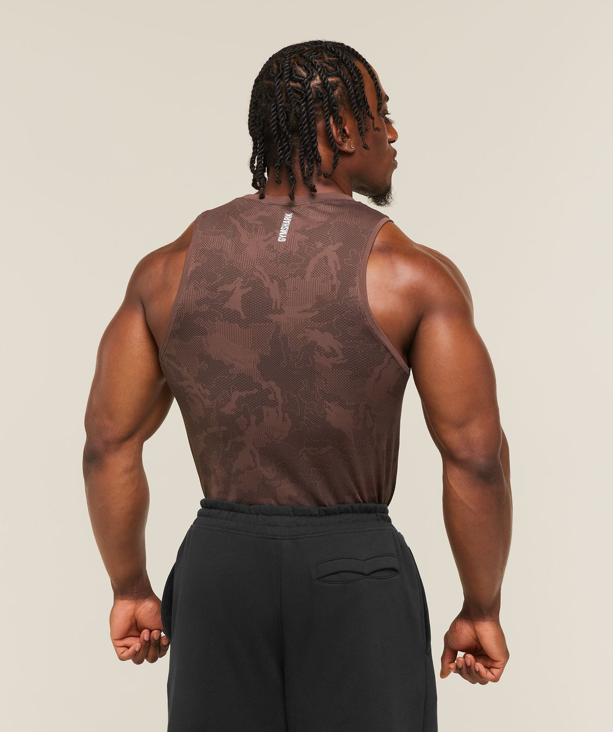 Gymshark Geo Seamless Tank - Espresso Brown/Black