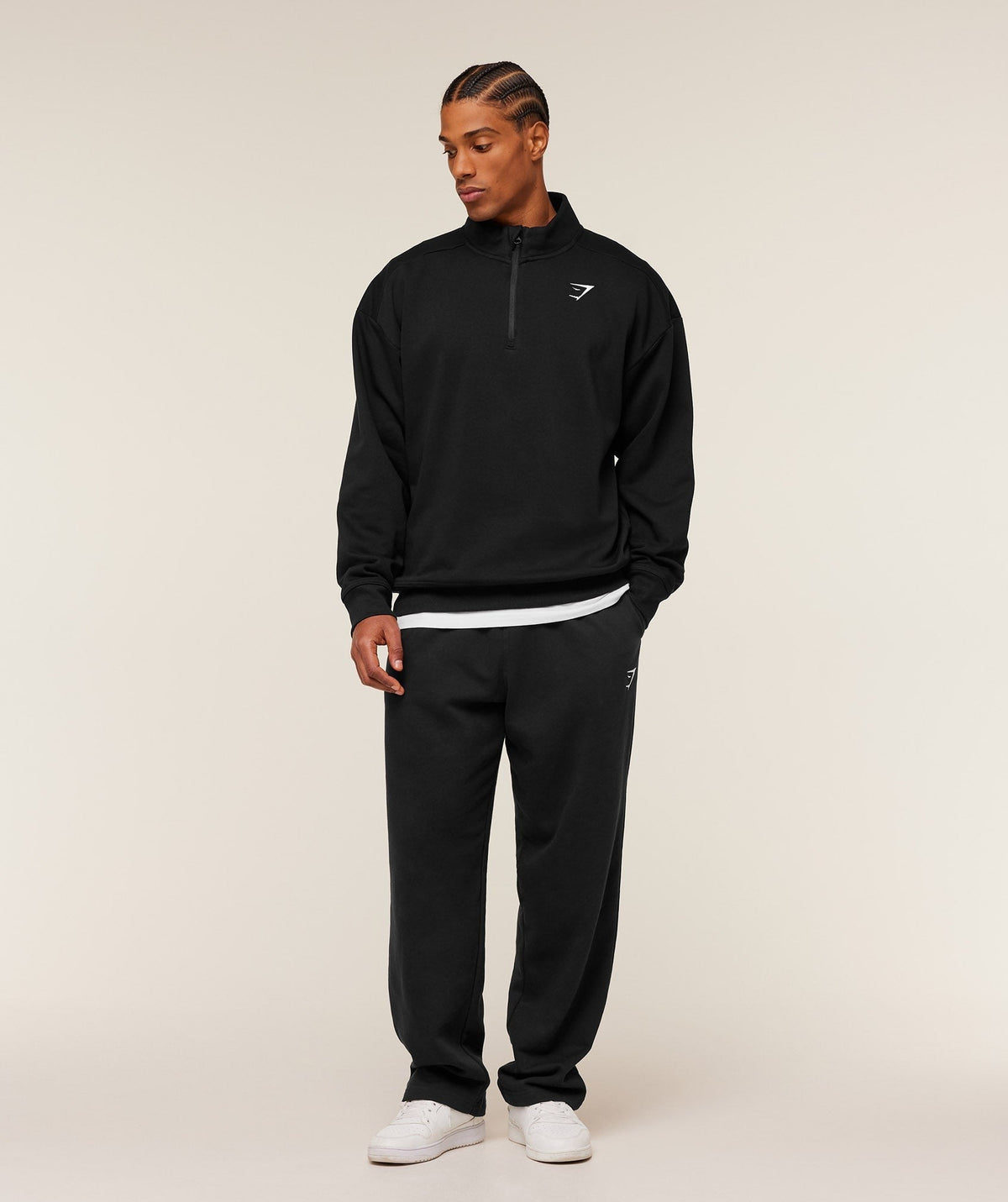 Gymshark Crest Oversized 1/4 Zip - Black