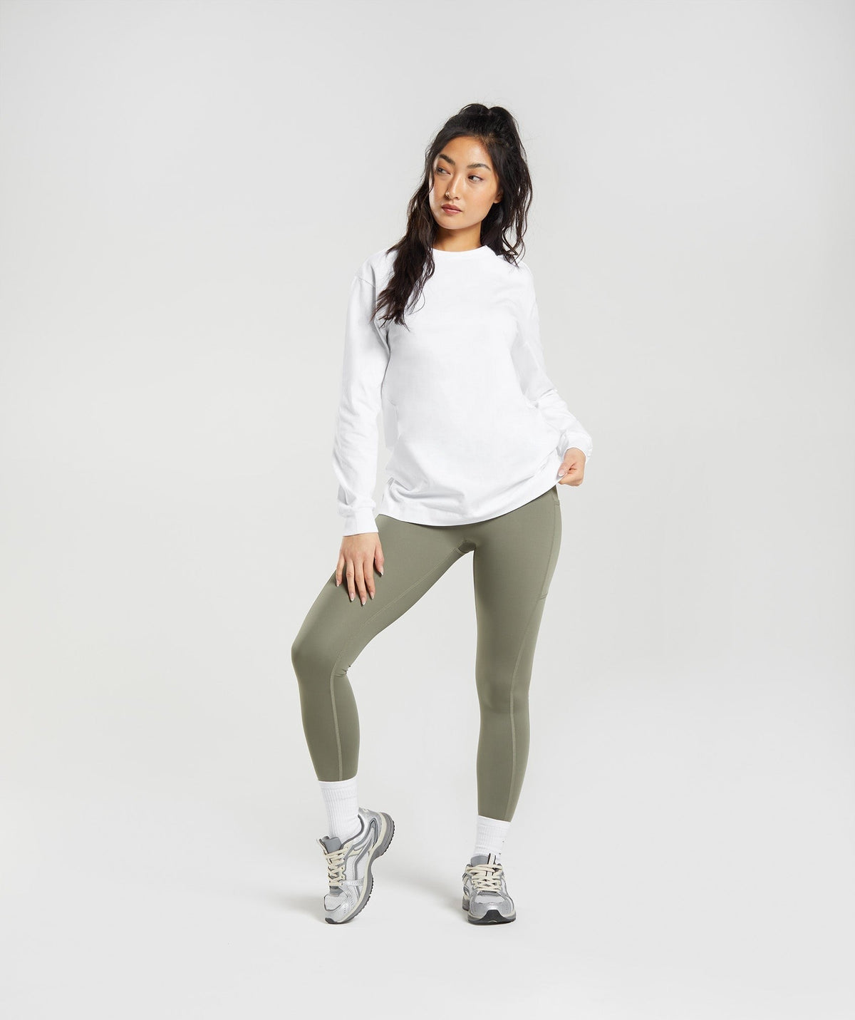 Gymshark Cotton Oversized Long Sleeve Top - White