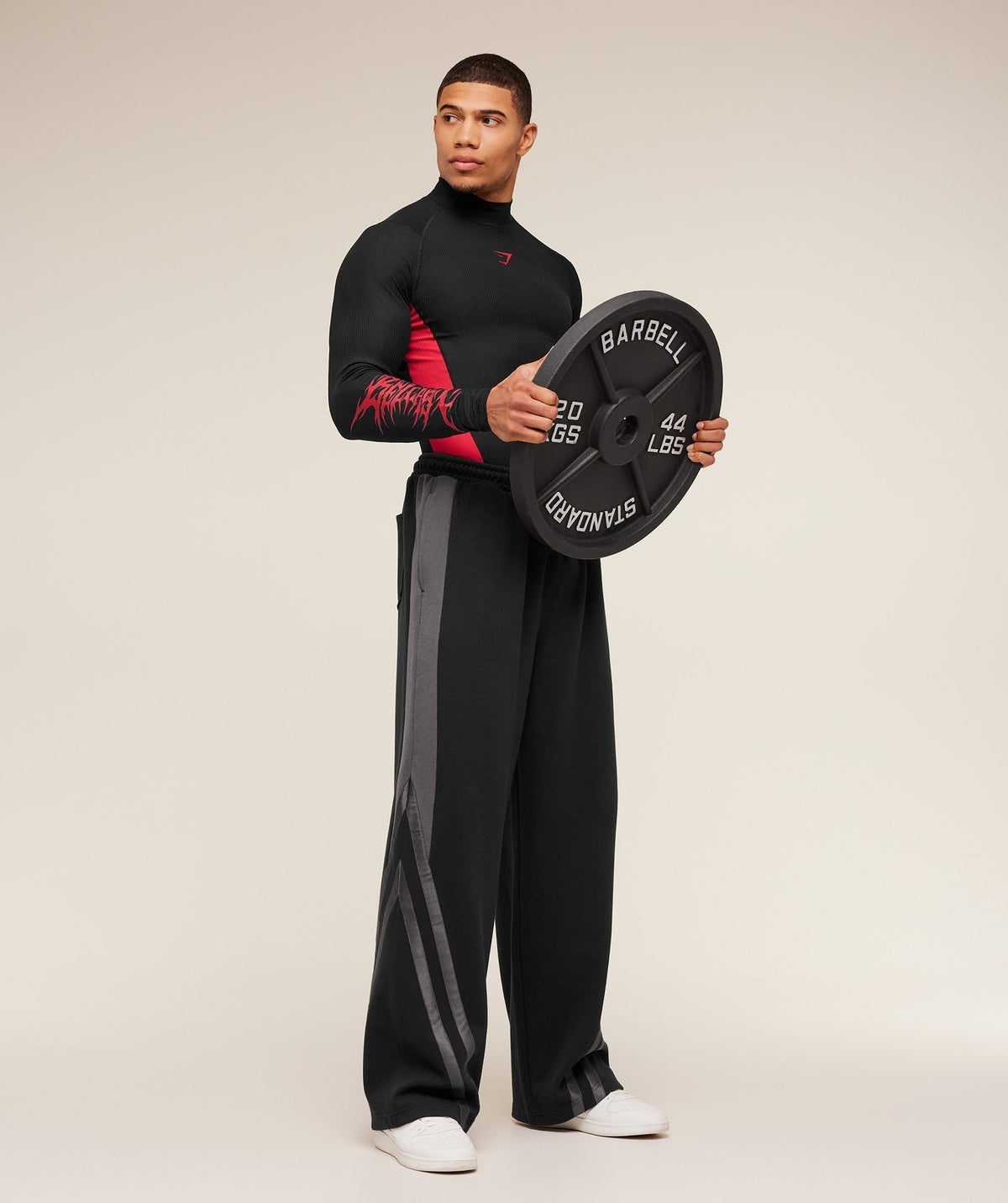 Gymshark GS x Carlos Long Sleeve Tee - Black/Carmine Red