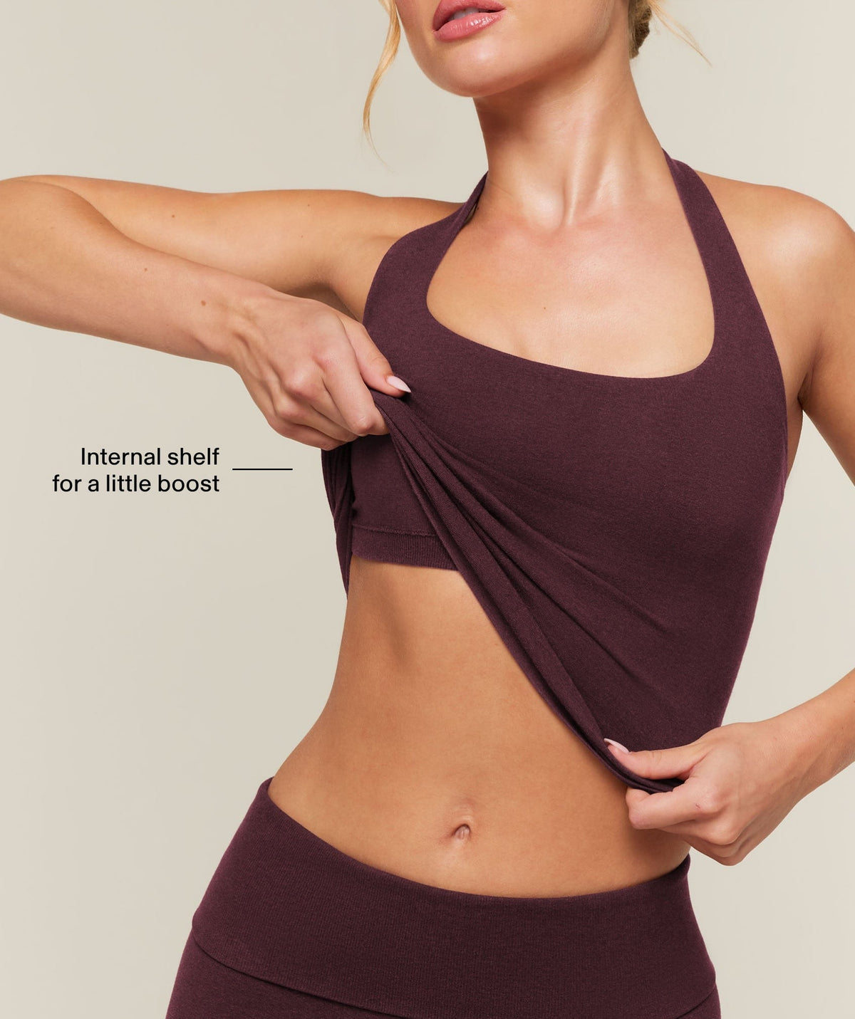 Gymshark CottonMoveTM Halterneck Top - Calm Purple Marl