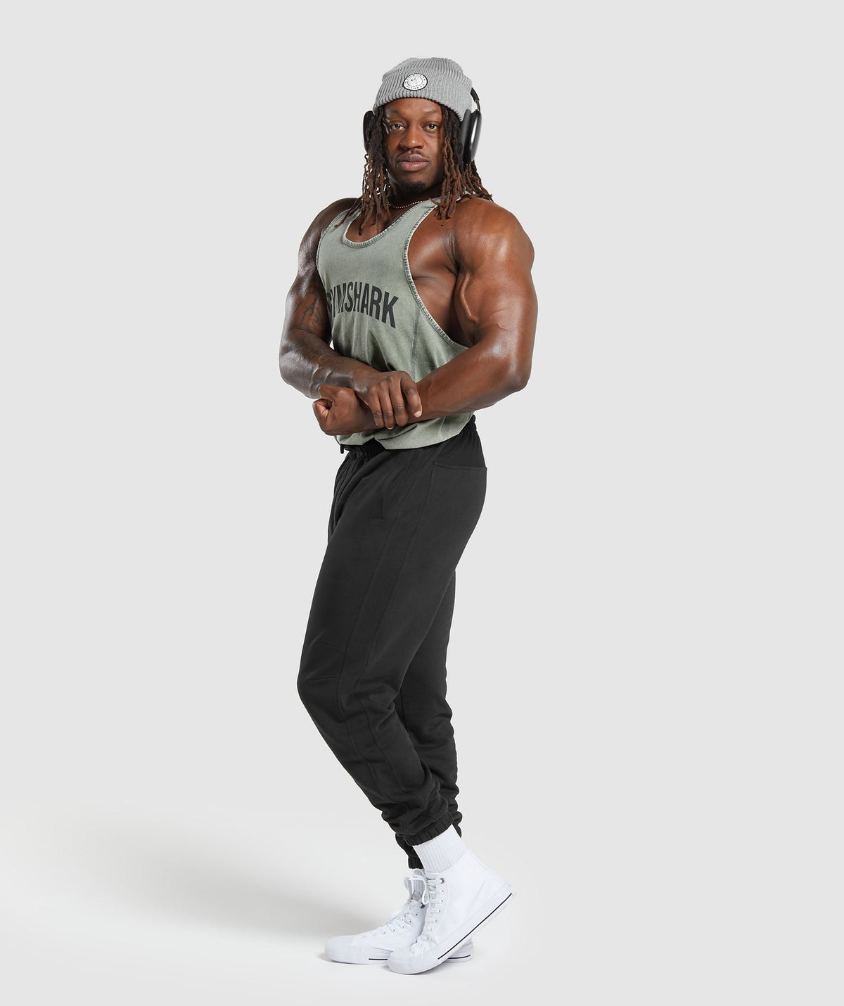 Gymshark Power Washed Stringer - Dusk Green/Acid Wash Small Ball