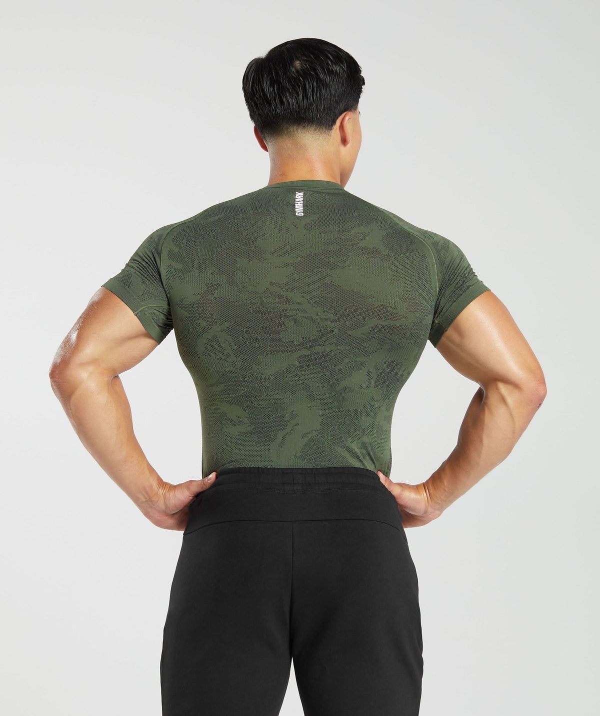 Gymshark Geo Seamless Tee - Core Olive/Black