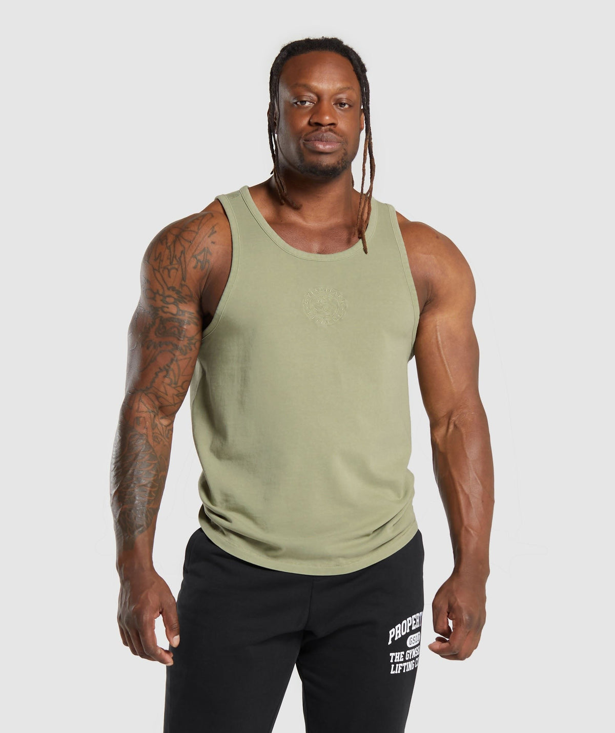 Gymshark Premium Legacy Tank - Natural Sage Green/Pigment Dye