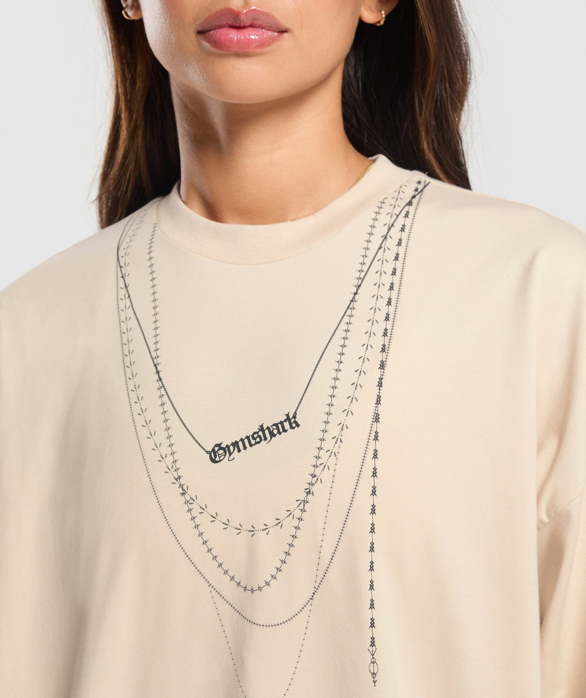 Gymshark Elevate Chain Oversized Tee - Cream Beige