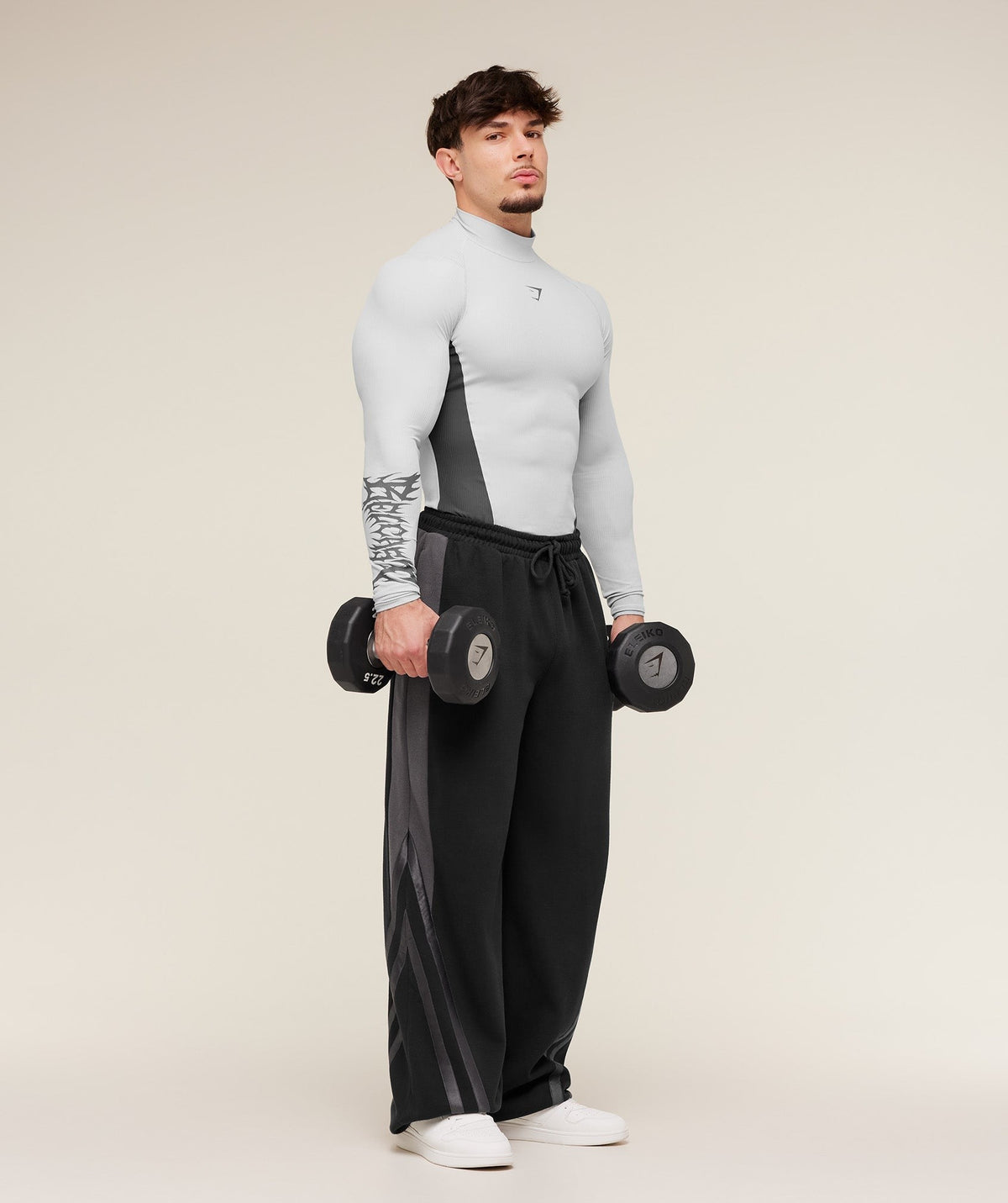 Gymshark GS x Carlos Long Sleeve Tee - Light Grey/Onyx Grey