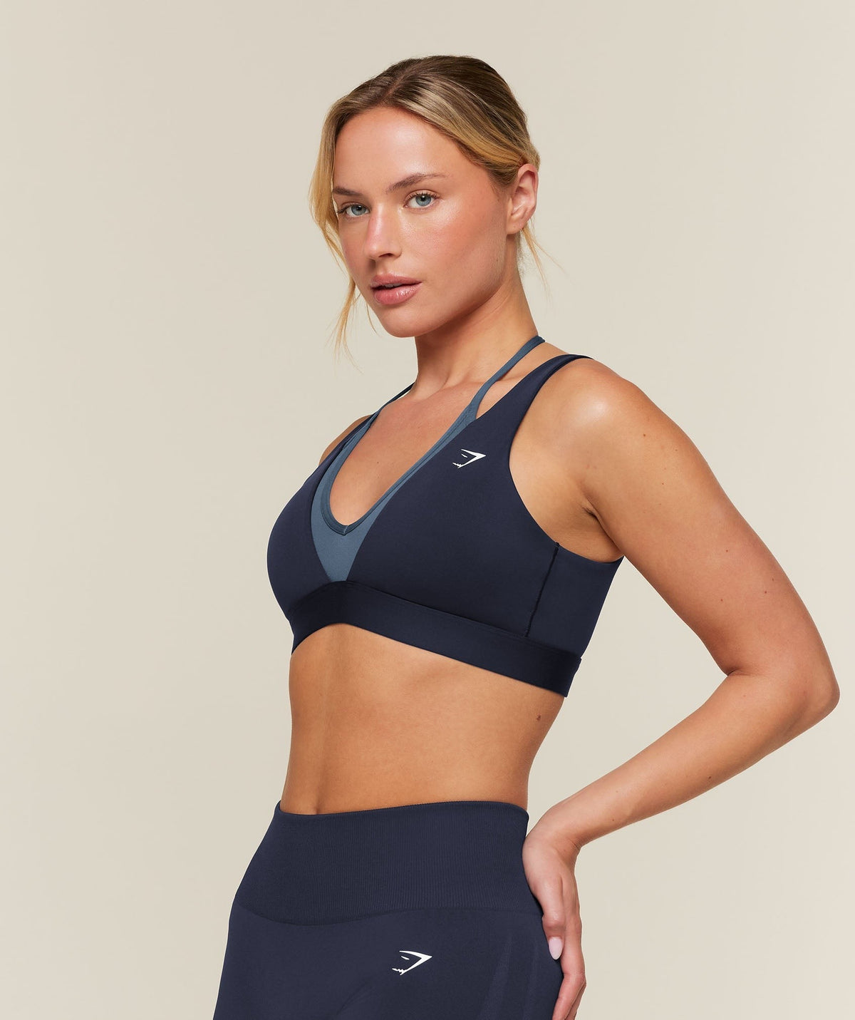 Gymshark Double Layer Medium Support Sports Bra - Heavy Blue/Shadow Blue