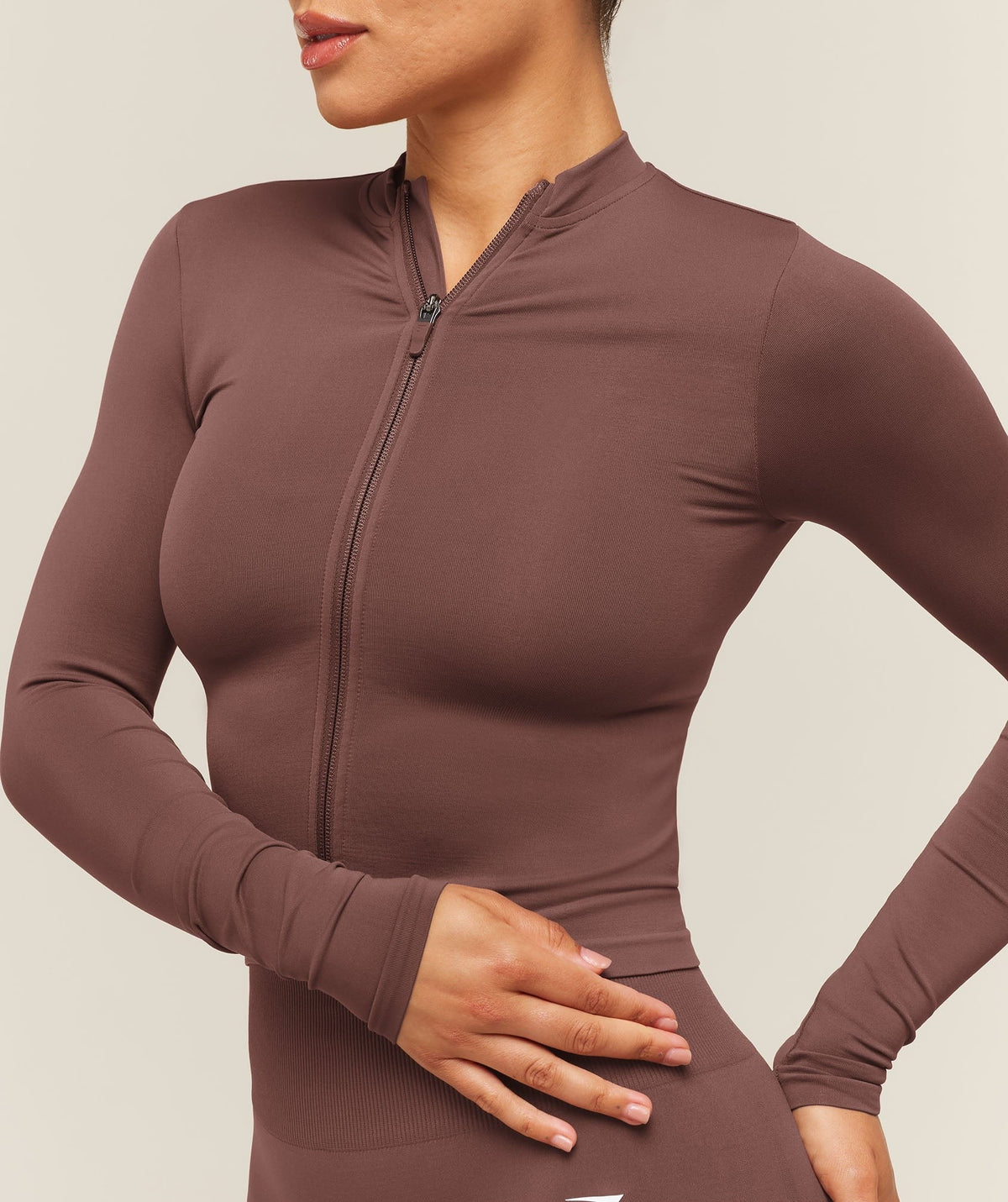 Gymshark Everyday Seamless Zip Tracktop - Espresso Brown