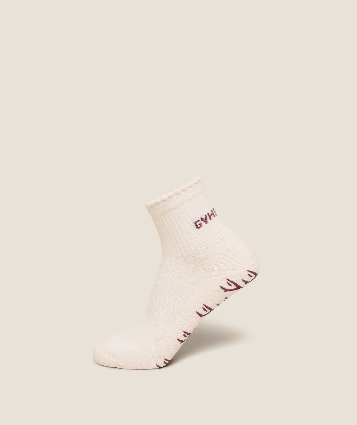 Gymshark Frill Pilates Midi Sock - Soft White/Calm Pink