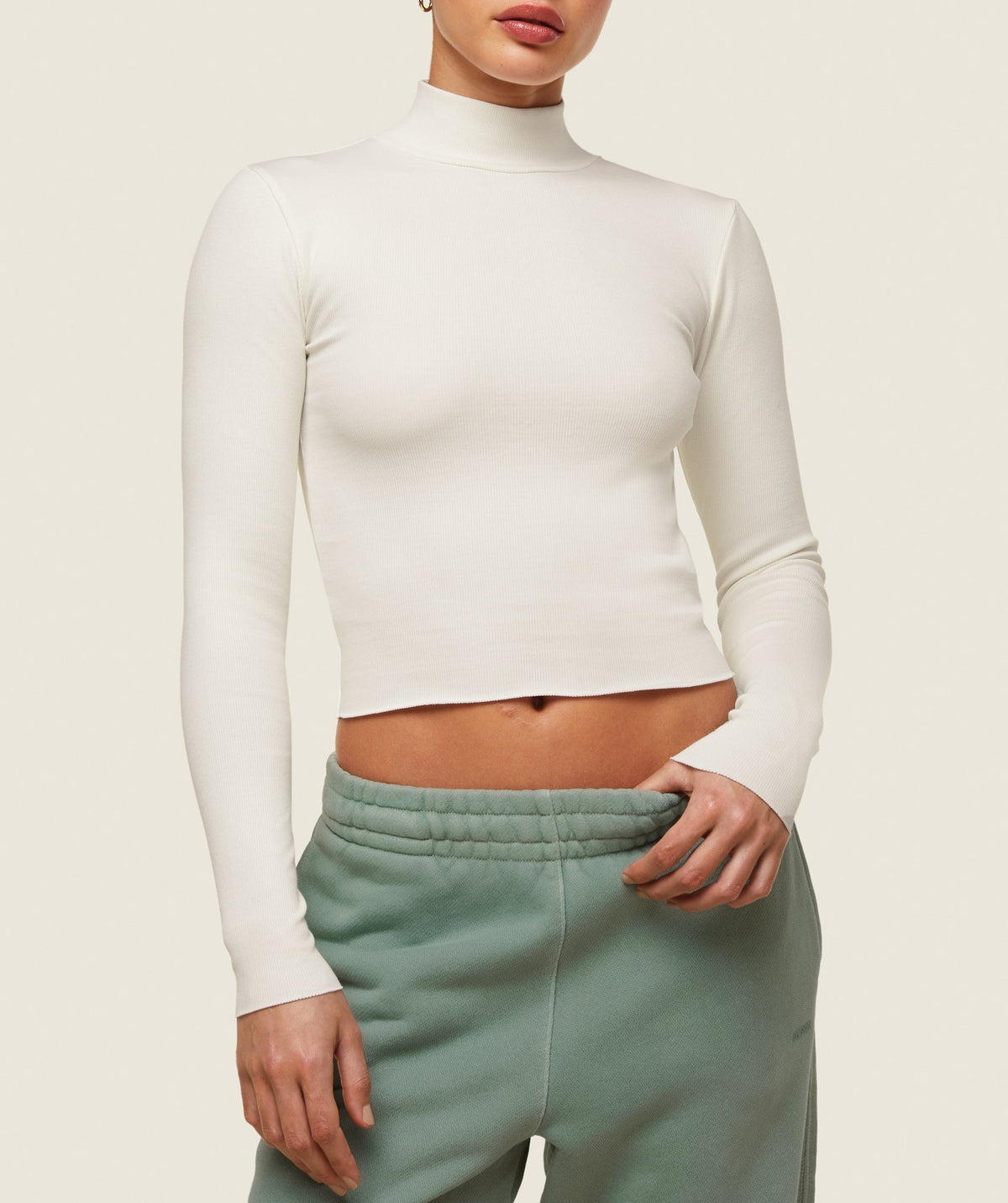 Gymshark Comfort LS Ribbed Turtle Neck - Soft White