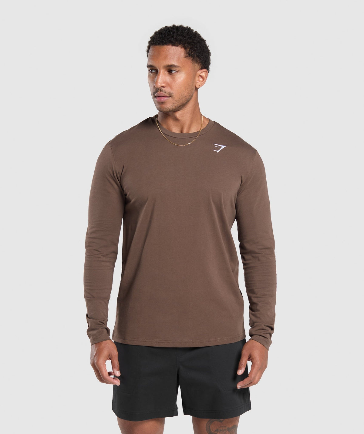 Gymshark Crest Long Sleeve Tee - Walnut Brown