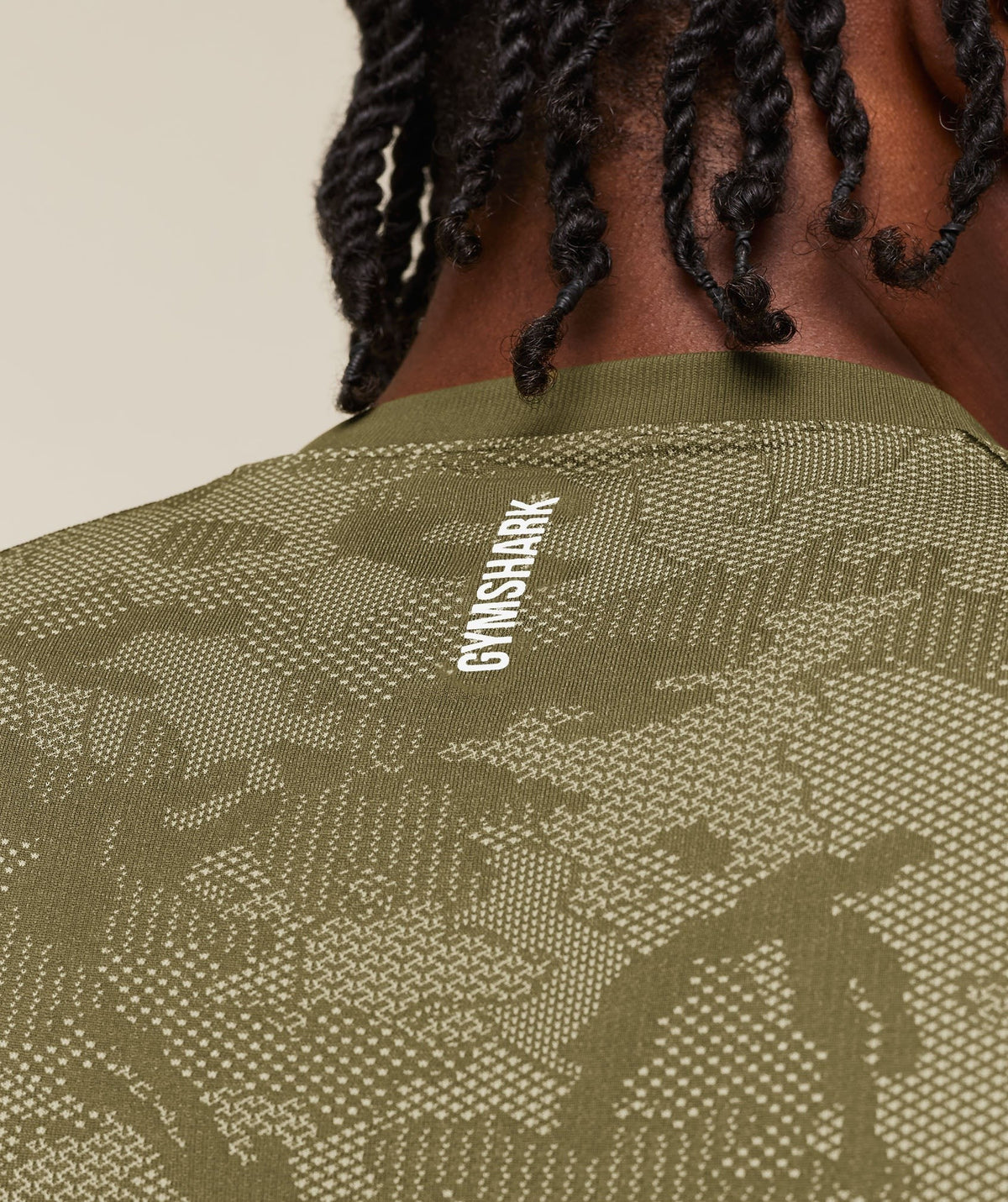 Gymshark Geo Seamless Tee - Canvas Green/Chalk Beige