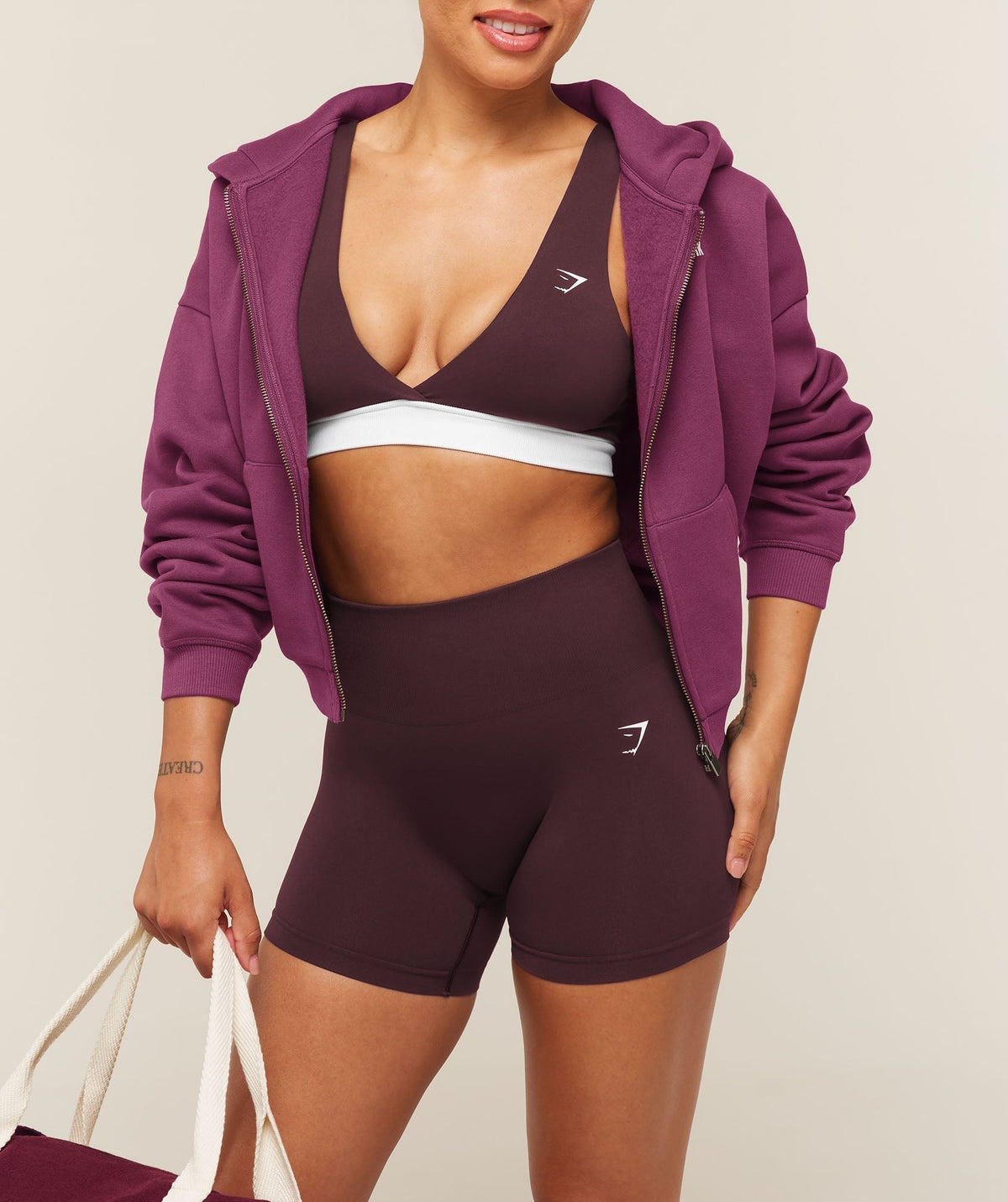 Gymshark Everyday Seamless Contrast Bra - Cherry Purple