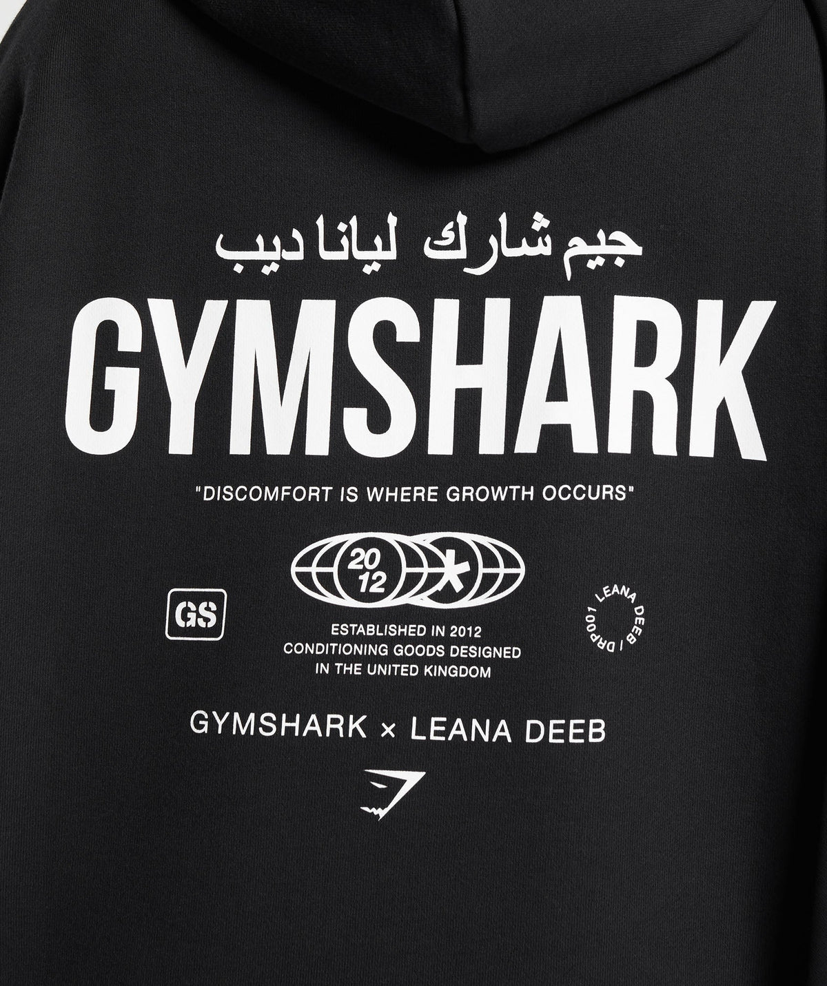 Gymshark X Leana Deeb Oversized Graphic Hoodie - Black