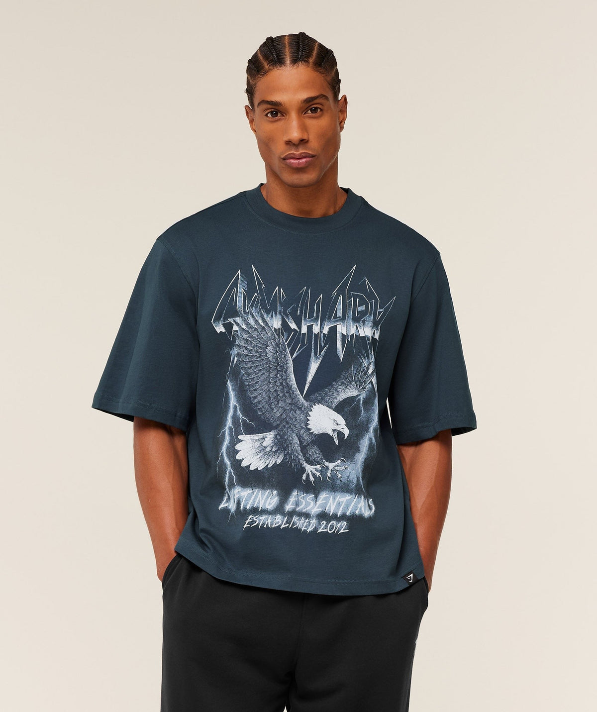 Gymshark Eagle Band Style Graphic Tee - Stealth Blue