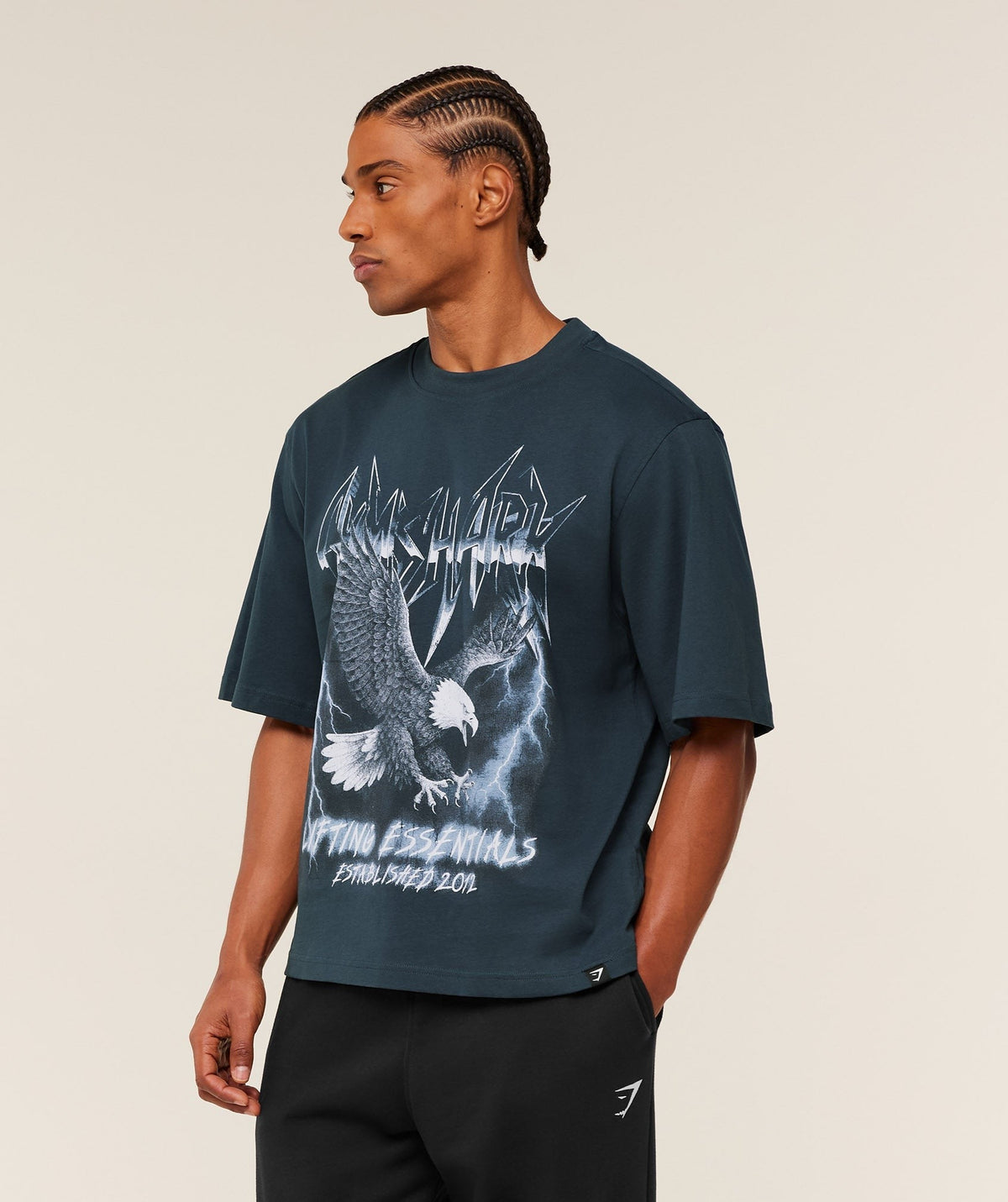Gymshark Eagle Band Style Graphic Tee - Stealth Blue