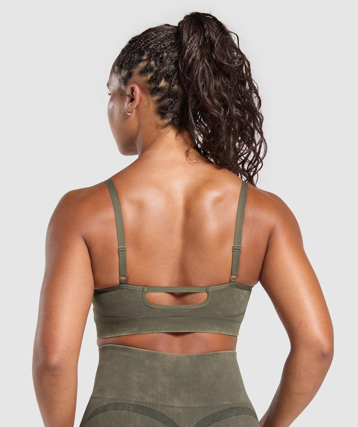 Gymshark Gains Seamless Washed Sports Bra - Strength Green/Wash