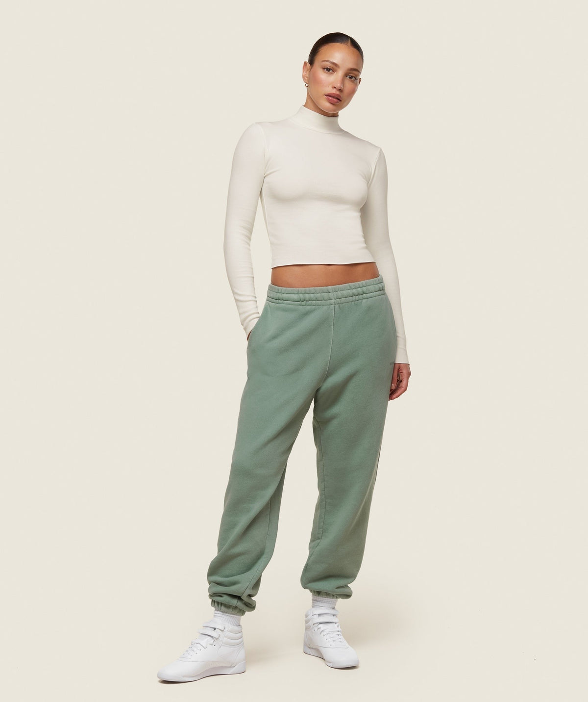 Gymshark Comfort LS Ribbed Turtle Neck - Soft White