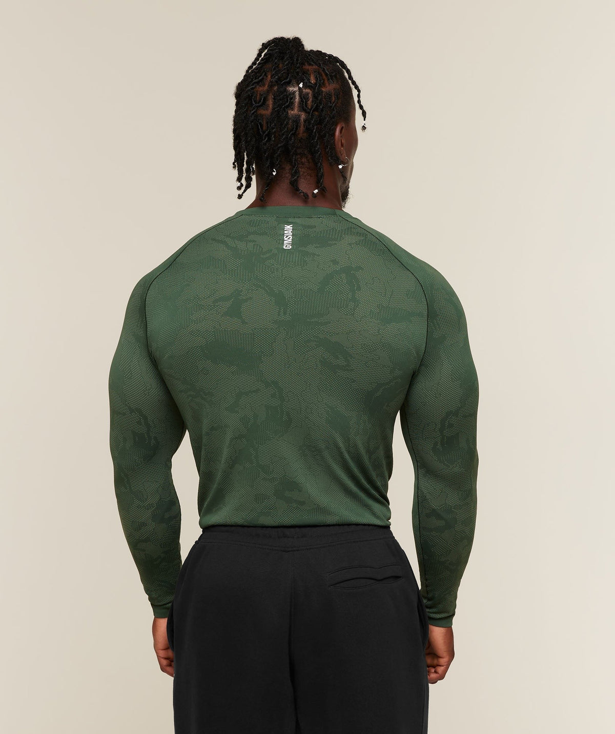 Gymshark Geo Seamless Long Sleeve Tee - Earth Green/Force Green