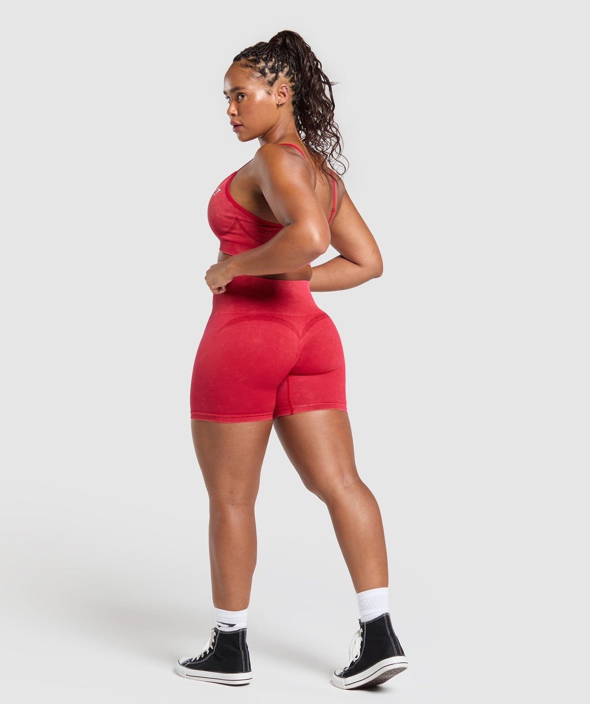 Gymshark Gains Seamless Washed Short - Carmine Red/Wash
