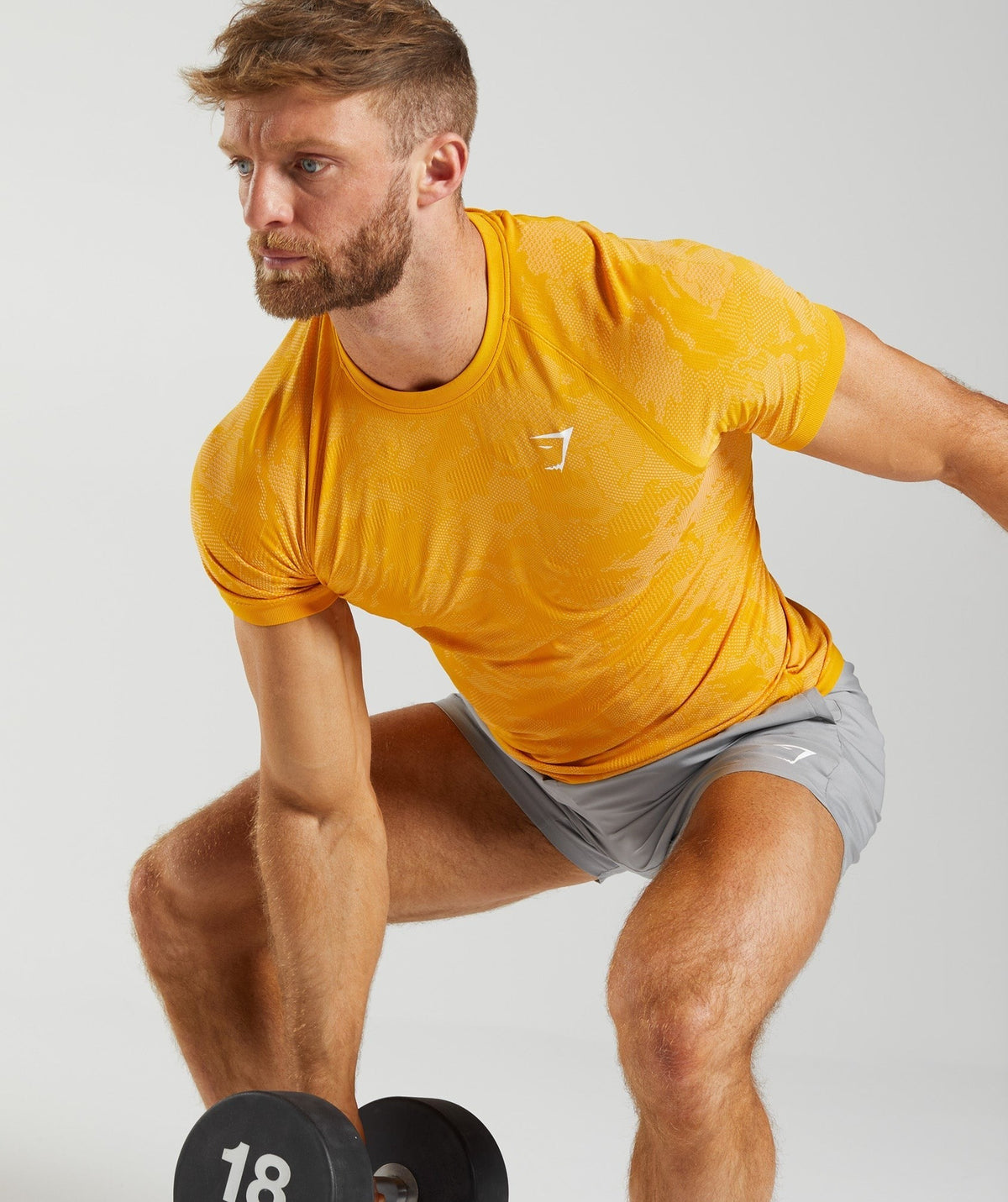 Gymshark Geo Seamless Tee - Sunny Yellow/White