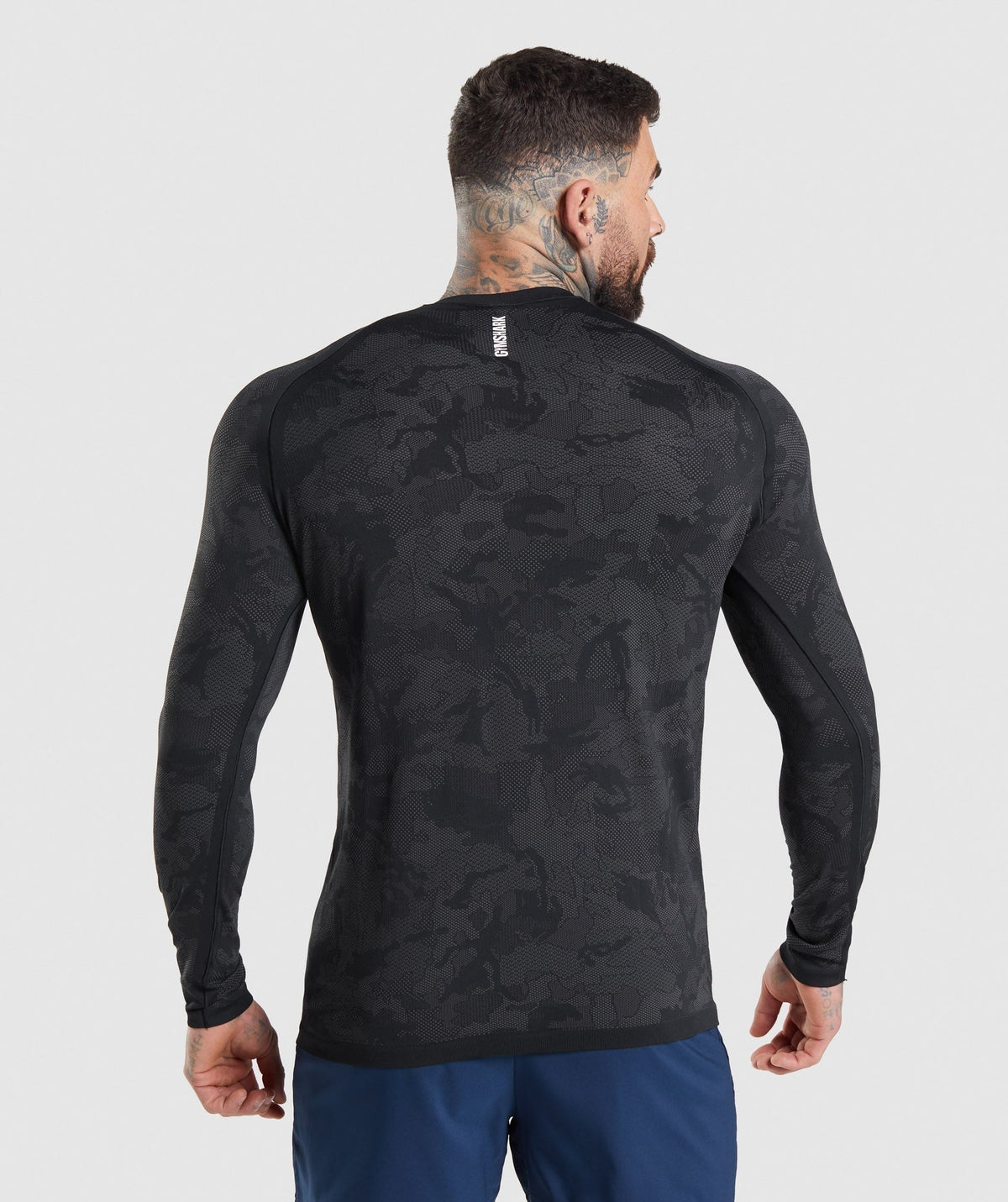 Gymshark Geo Seamless Long Sleeve Tee - Black/Charcoal Grey