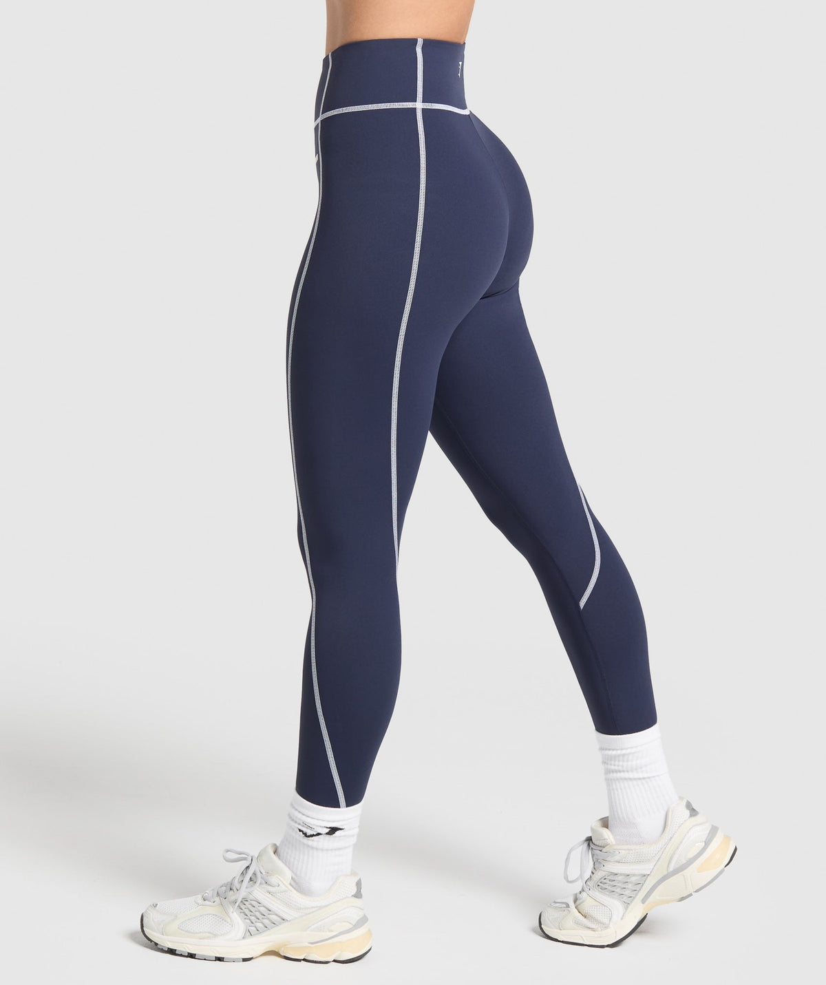 Gymshark Retro Contrast Stitch Legging - Heavy Blue/White