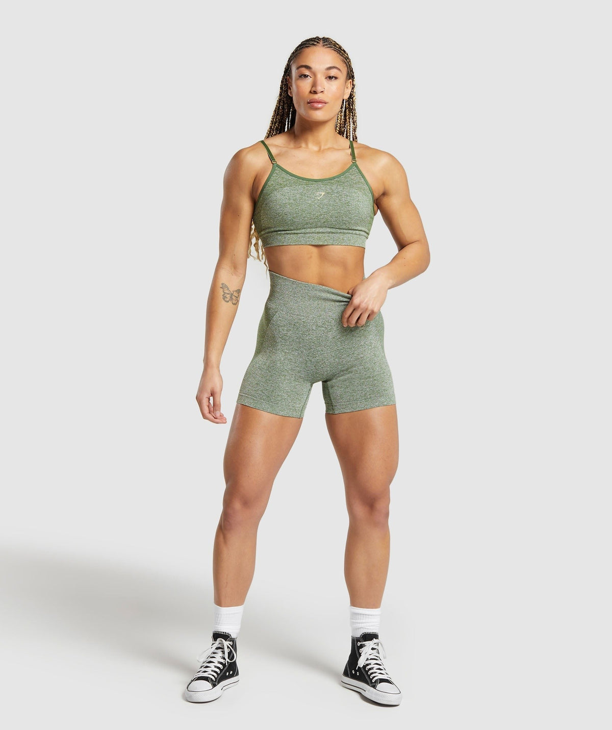 Gymshark Flex Shorts - Force Green/Vanilla Beige
