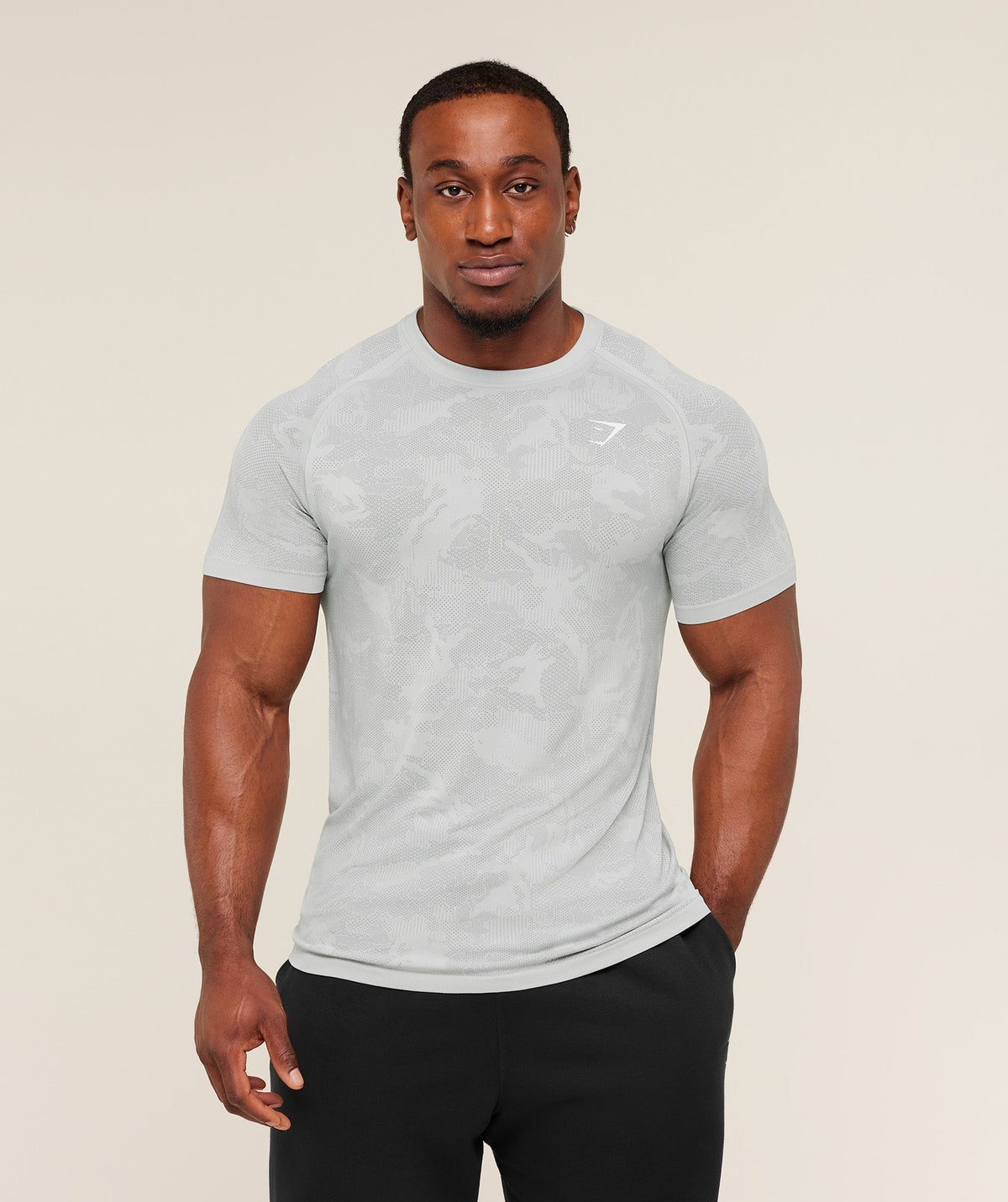 Gymshark Geo Seamless Tee - Light Grey/Smokey Grey