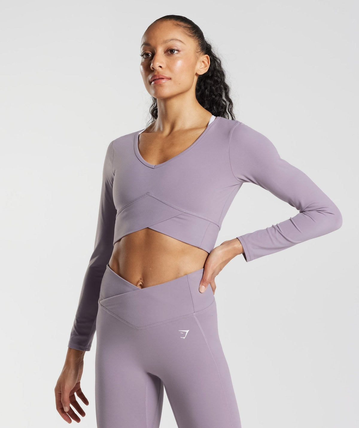Gymshark Crossover Long Sleeve Crop Top - Purple
