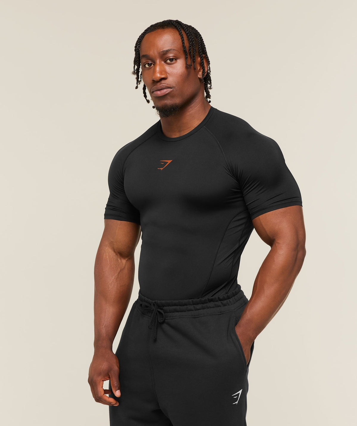 Gymshark Element Baselayer Tee - Black/Nutmeg Orange