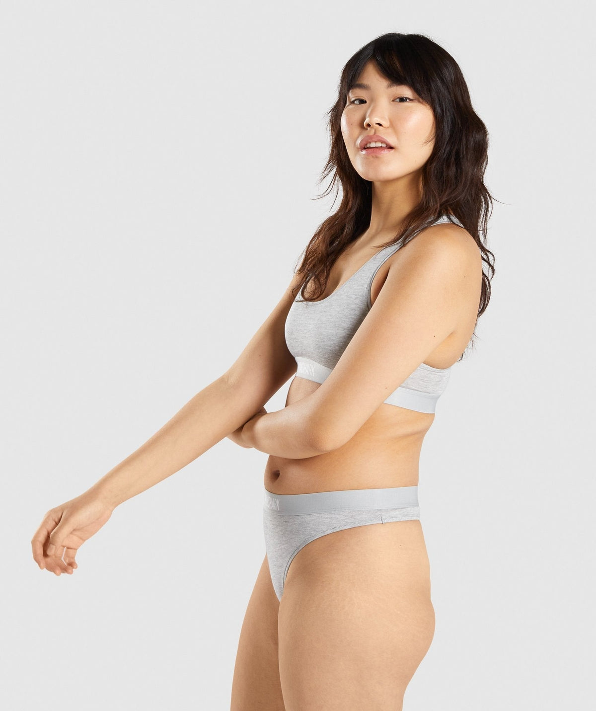 Gymshark Cotton Bralette - Light Grey Marl