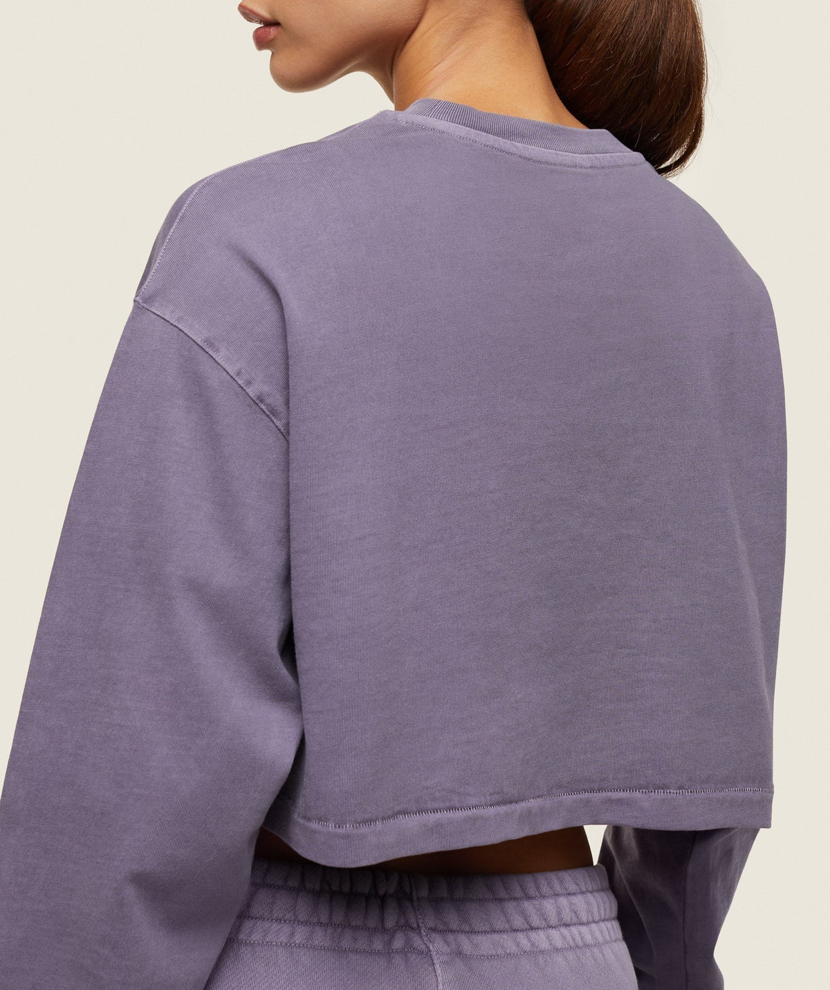 Gymshark everywear Cropped Long Sleeve Tee - Fog Purple/Pigment Garment Dye + Wash
