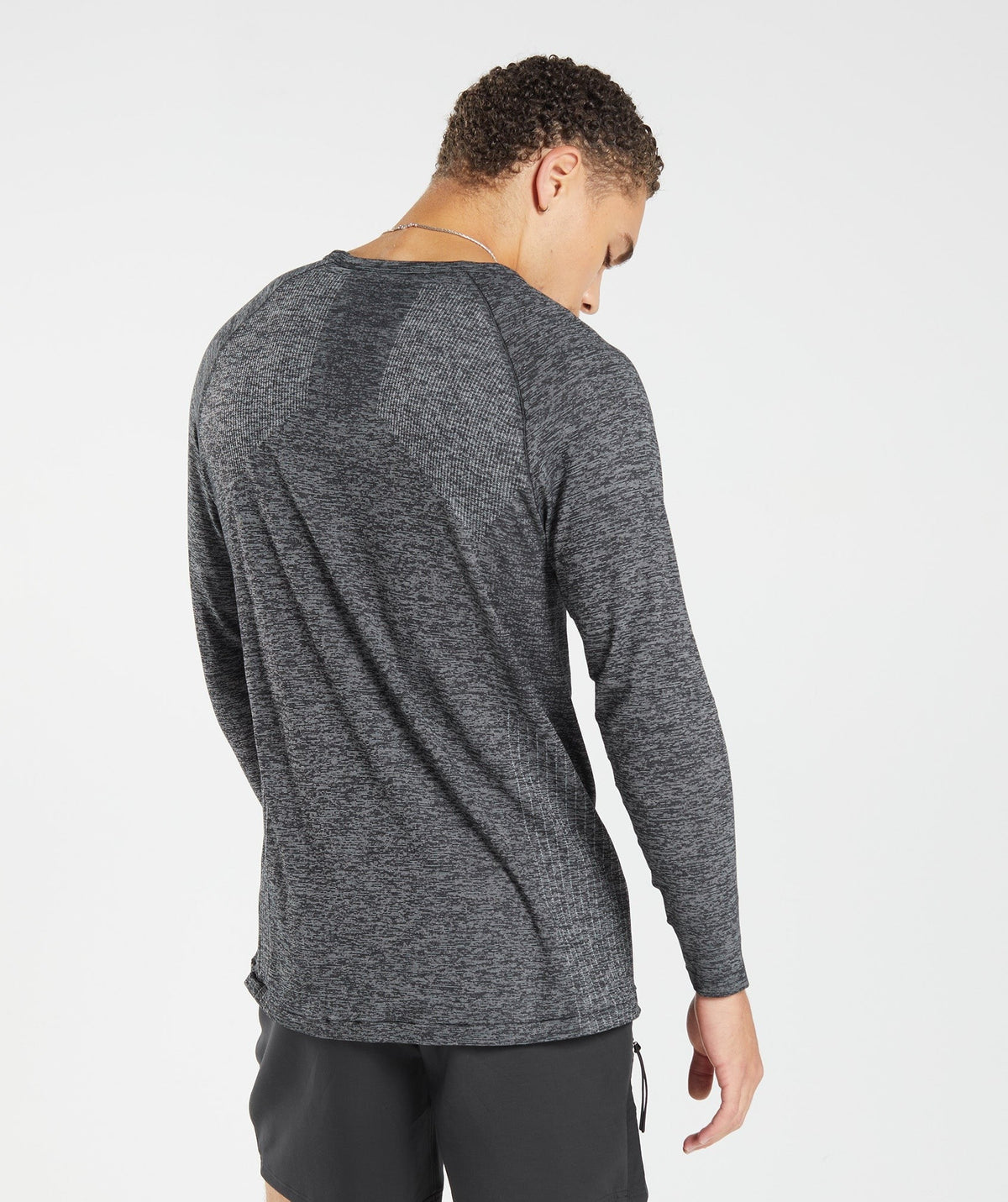 Gymshark Retake Seamless Long Sleeve Tee - Black/White Marl
