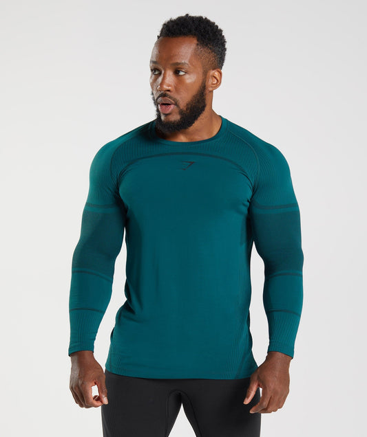 Gymshark 315 LS Seamless Tee - Winter Teal/Black