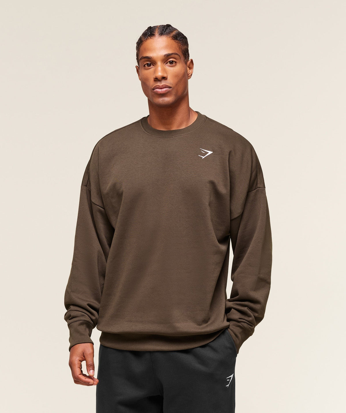 Gymshark Crest Oversized Crew - Archive Brown