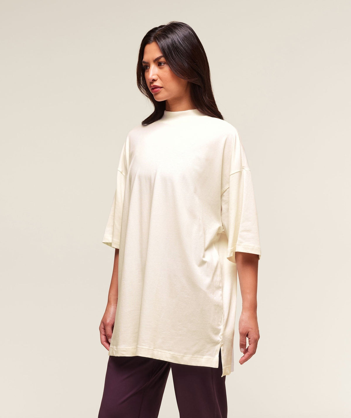 Gymshark Covered Longline Cotton Tee - Soft White