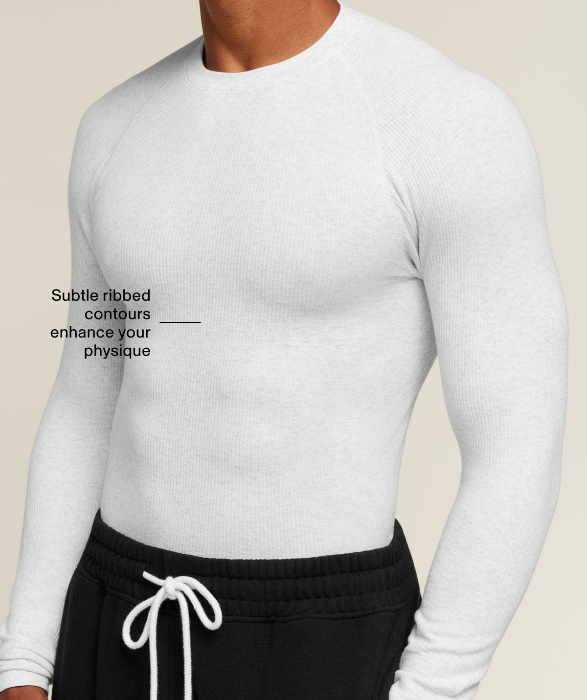Gymshark Cotton Seamless Long Sleeve Tee - White Grey Marl
