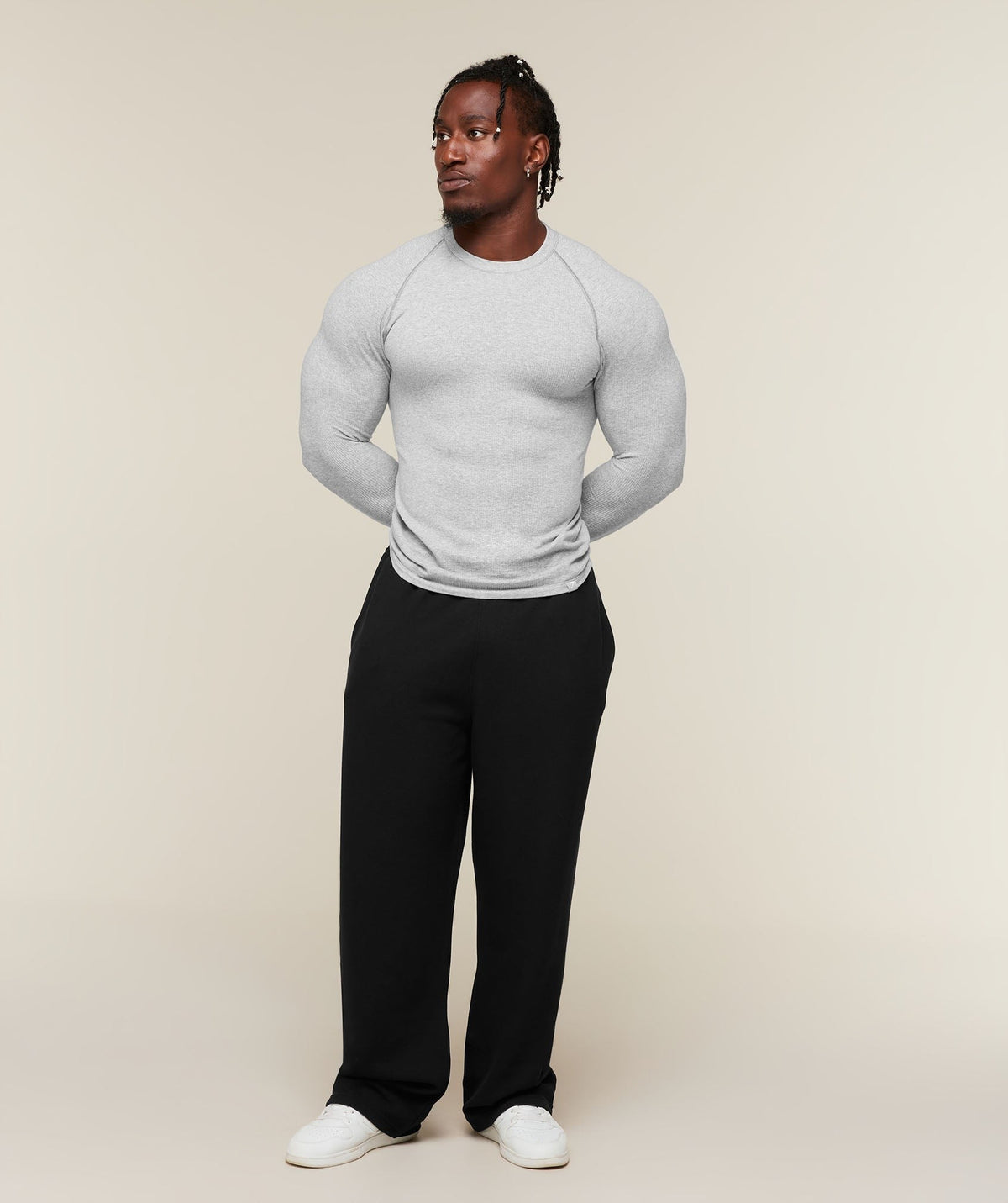 Gymshark Cotton Seamless Long Sleeve Tee - Soft Grey Marl