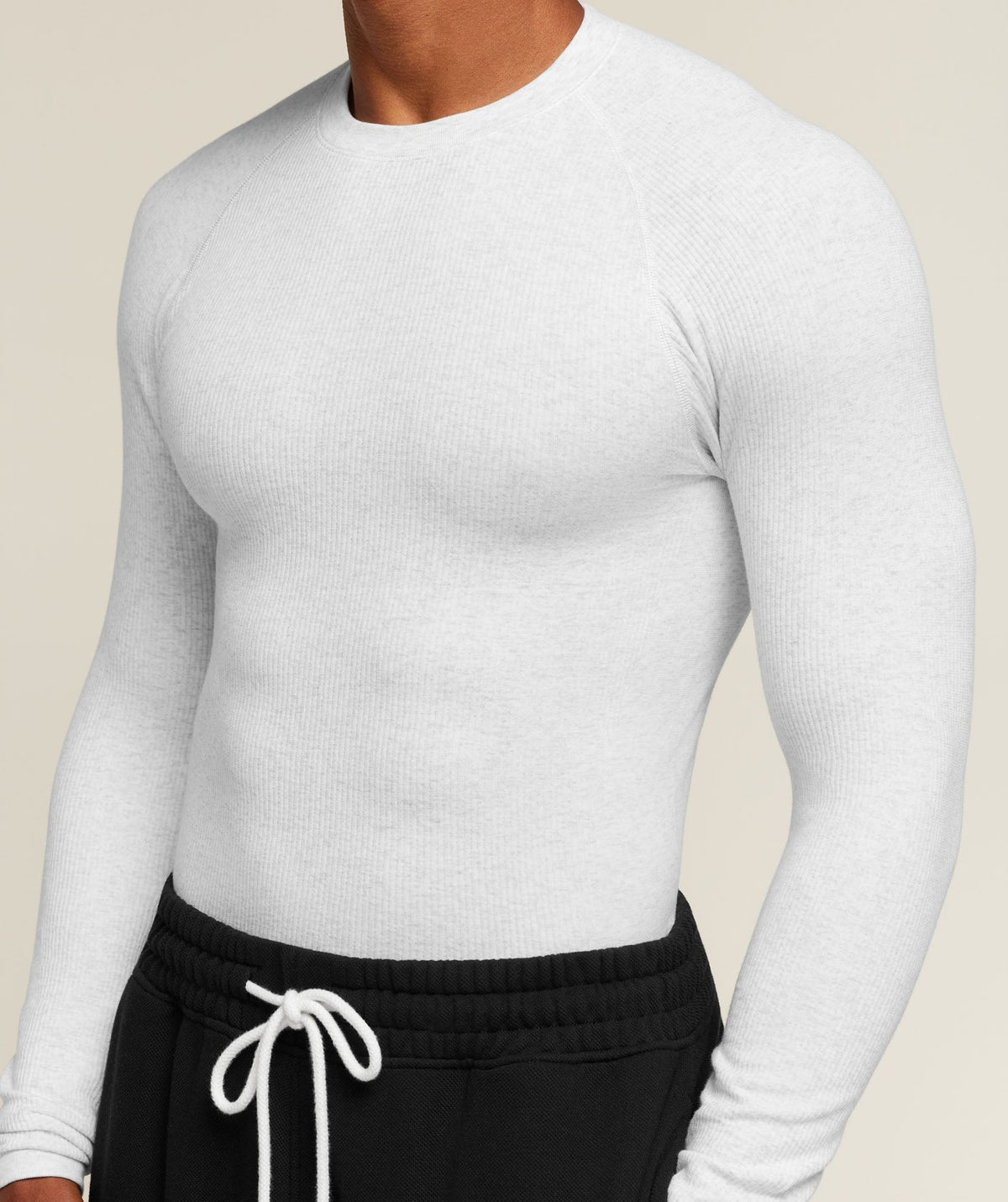 Gymshark Cotton Seamless Long Sleeve Tee - White Grey Marl