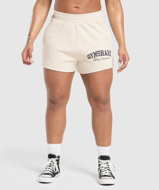 Gymshark Lifting Essentials Graphic Brushed 4' Shorts - Oat White