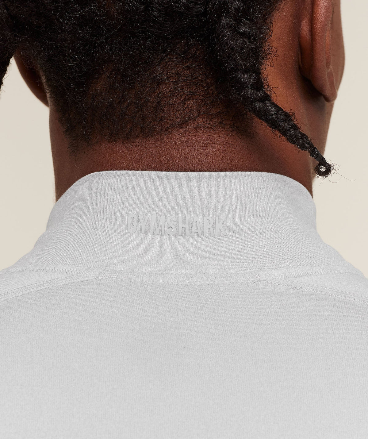 Gymshark Element Baselayer Long Sleeve Mock Neck - White/Metal Grey Marl