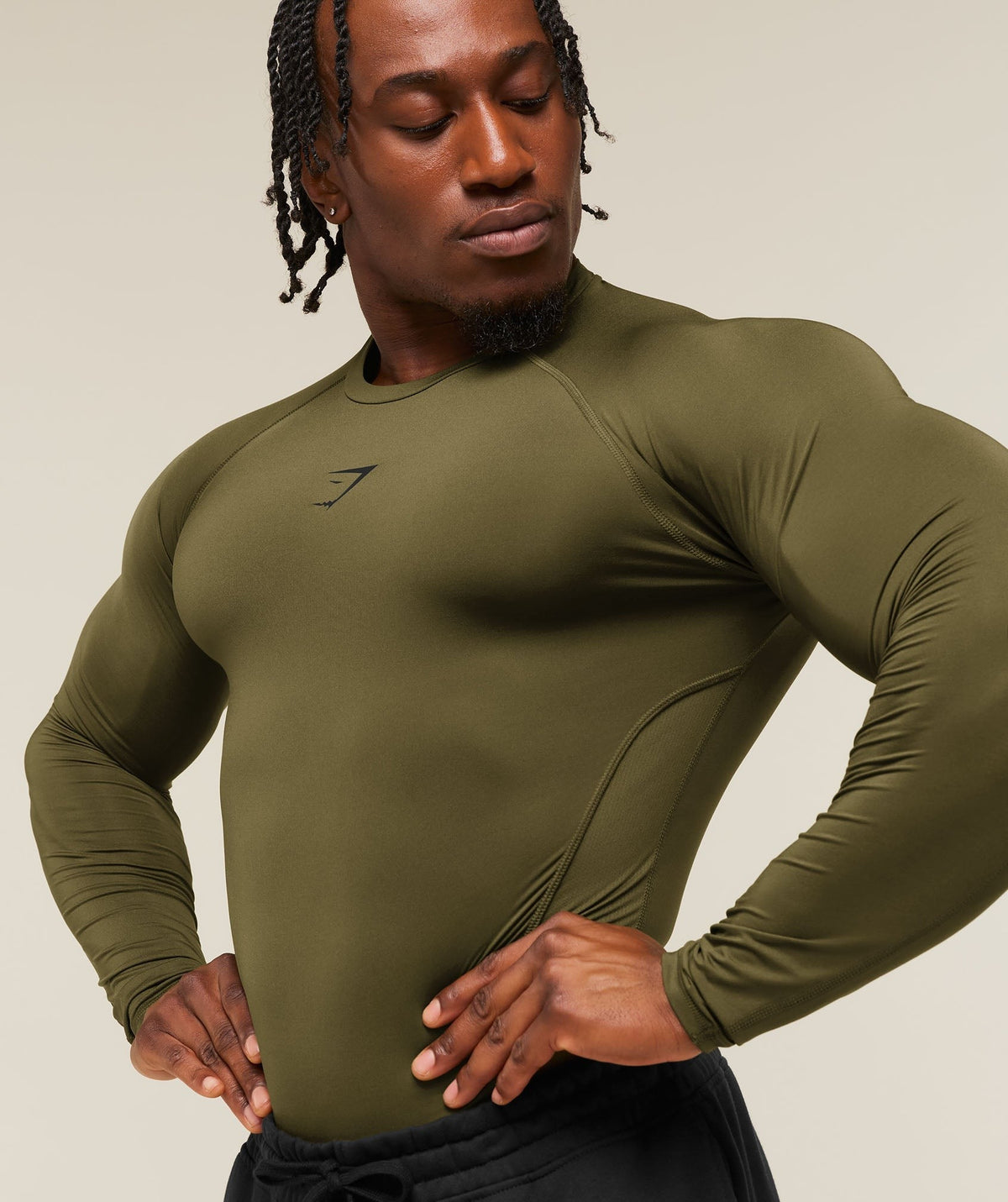Gymshark Element Baselayer Long Sleeve Tee - Canvas Green