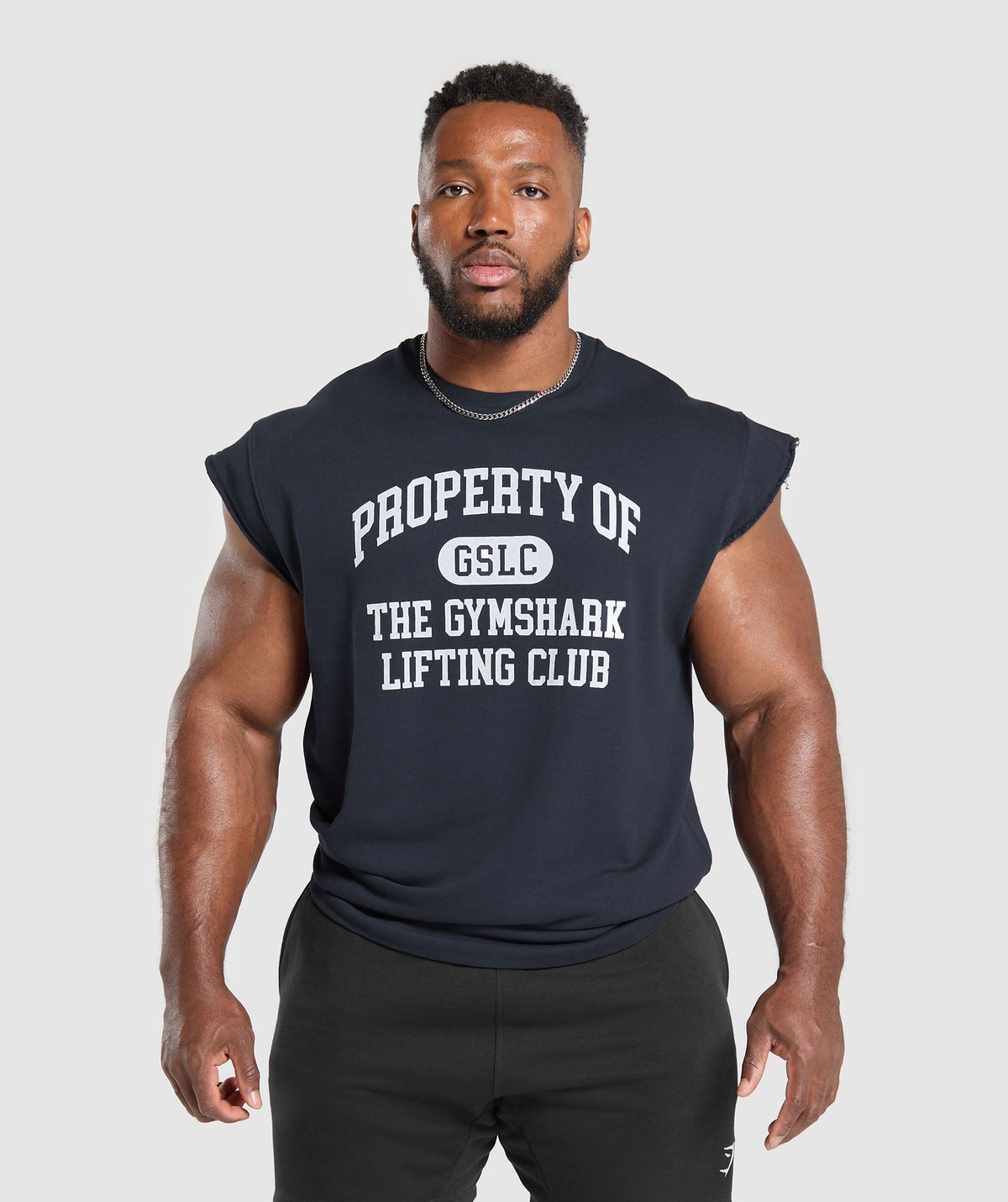 Gymshark Graphic Cut Off Tee - Heavy Blue