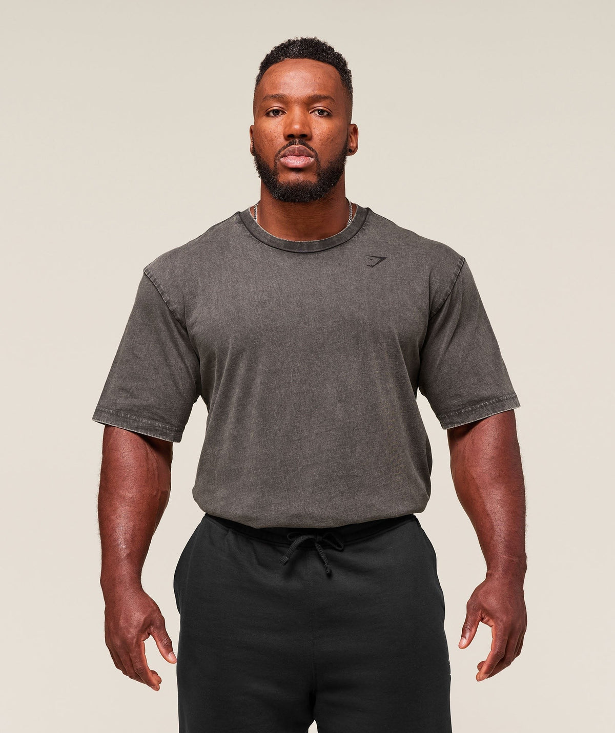 Gymshark Power Washed Tee - Onyx Grey/Acid Wash Small Ball