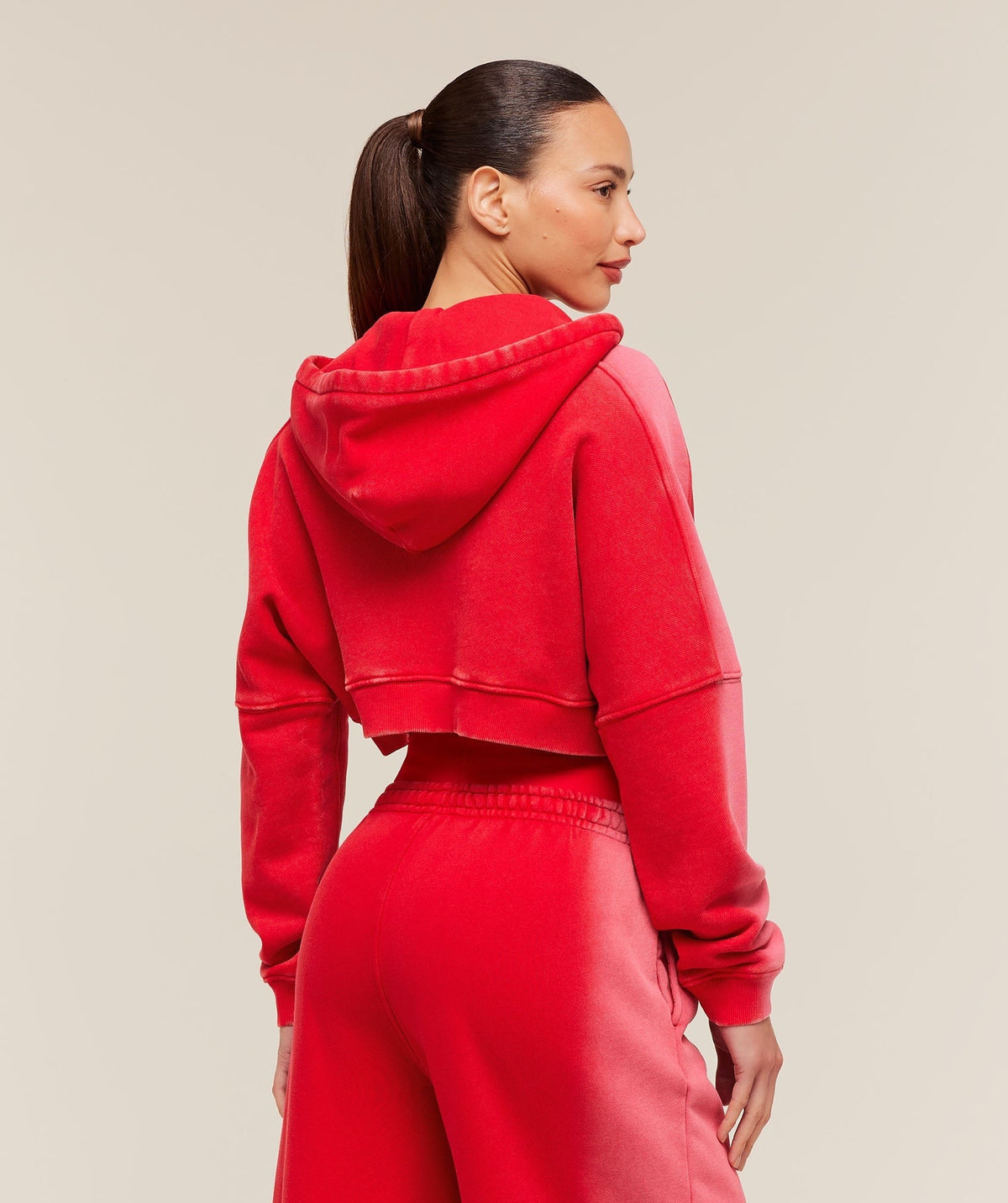 Gymshark Pump Washed Zip Through Hoodie - Carmine Red/Soft White/Wash