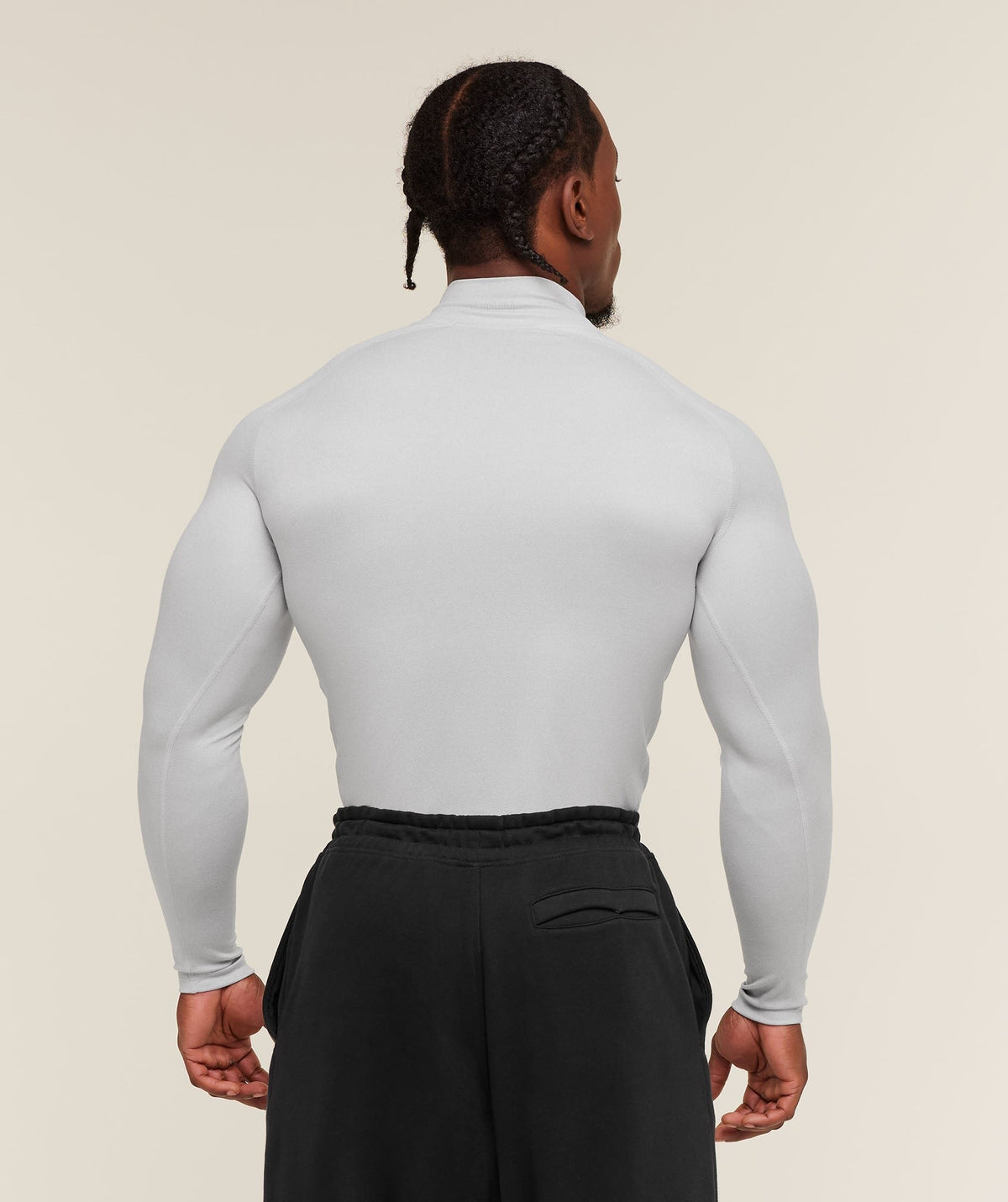 Gymshark Element Baselayer Long Sleeve Mock Neck - White/Metal Grey Marl